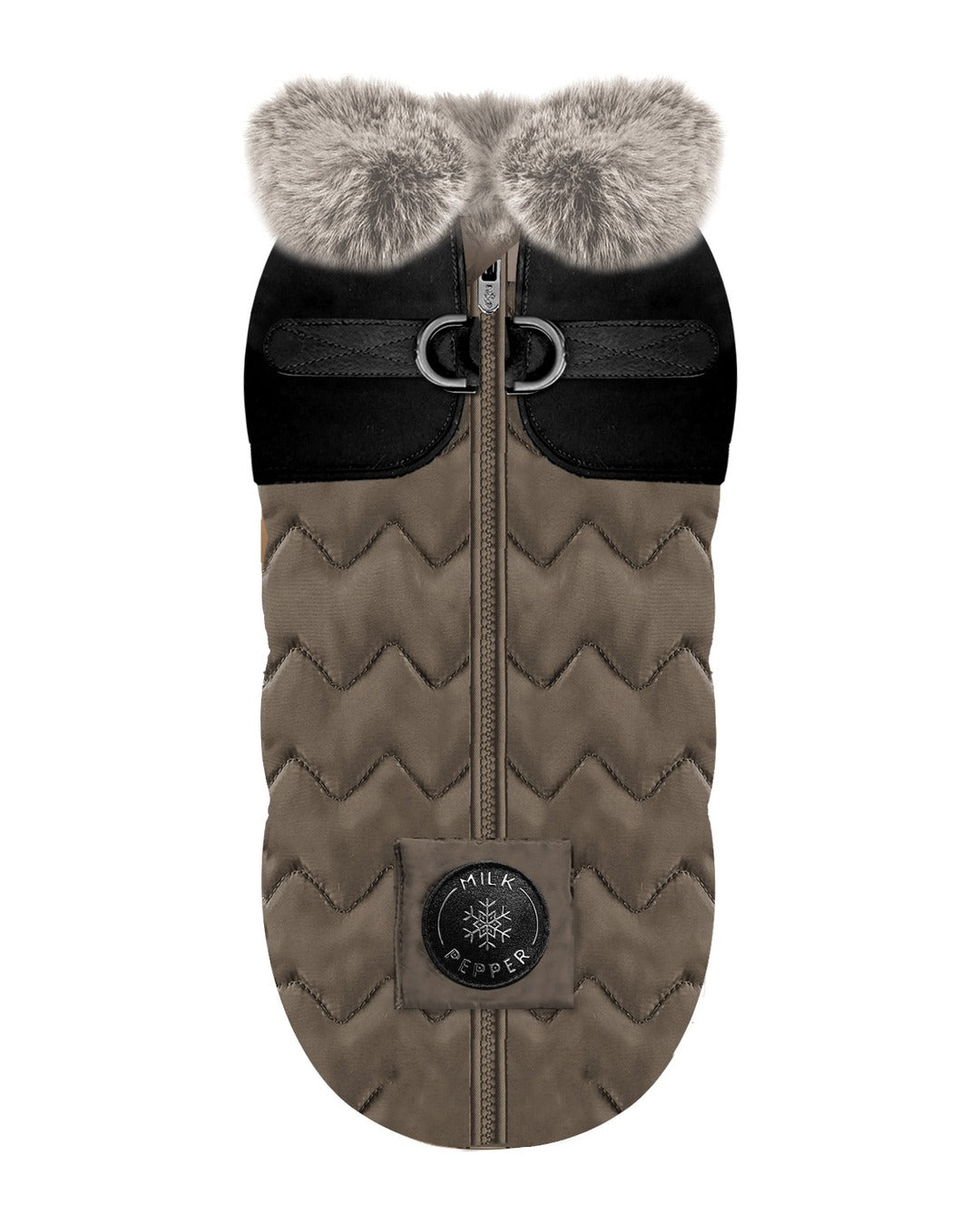 Göğüs Tasmalı Şişme Köpek Montu Milk&Pepper Auguste Harness Down Jacket Kahverengi