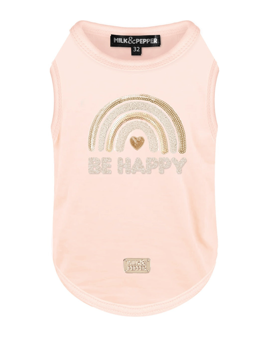 Be Happy İşlemeli Köpek Tişörtü Milk&Pepper Azumi T-shirt Pembe