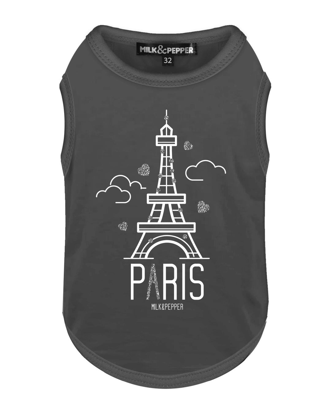 Eyfel Kulesi Baskılı Köpek Tişörtü Milk&Pepper Augustin T-Shirt Antrasit