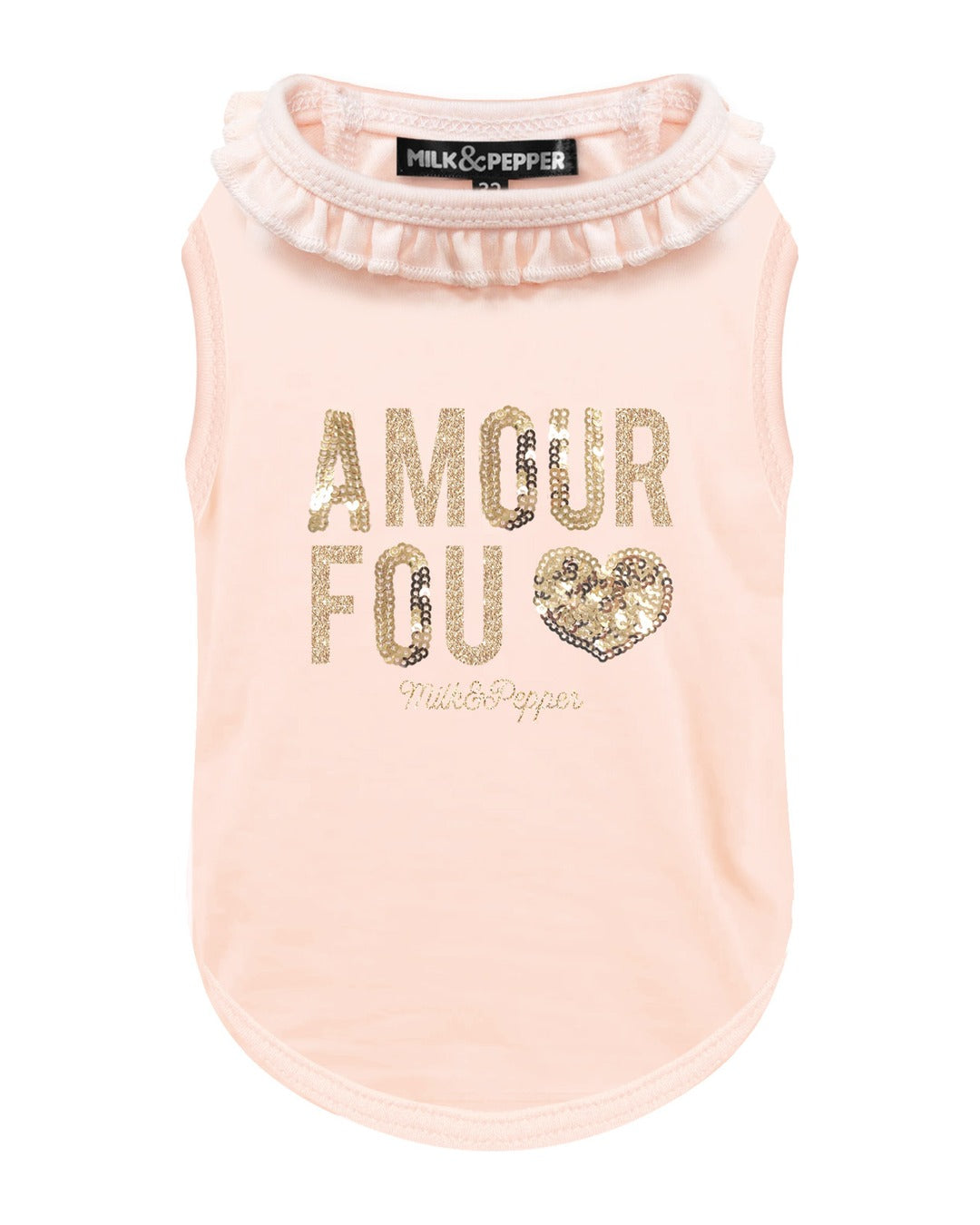 Fırfır Yakalı Pamuklu Köpek Tişörtü Milk&Pepper Justine T-Shirt Pudra Pembe