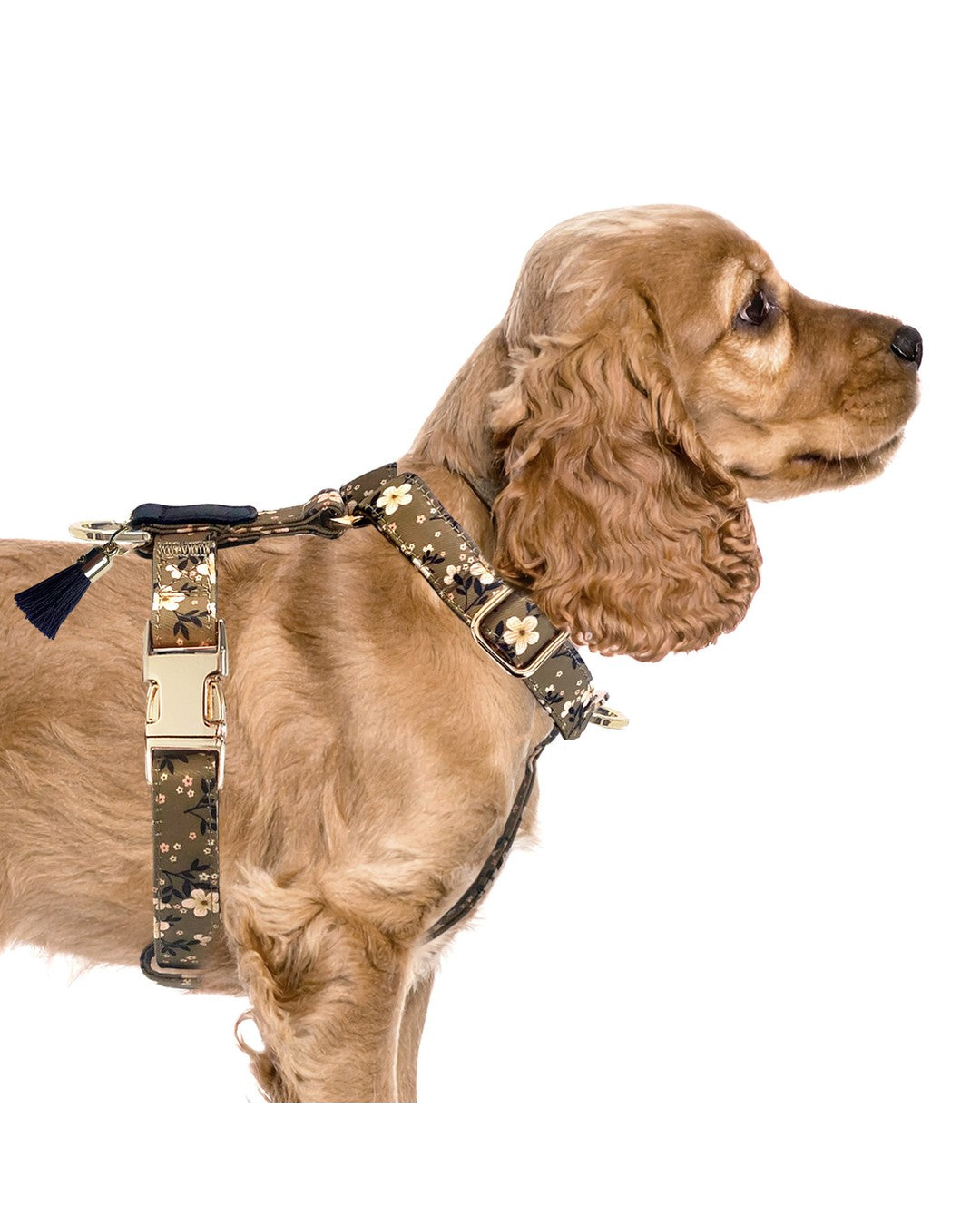 Çiçek Desenli Y Tipi Köpek Göğüs Tasması Milk&Pepper Becky Strap Harness Haki