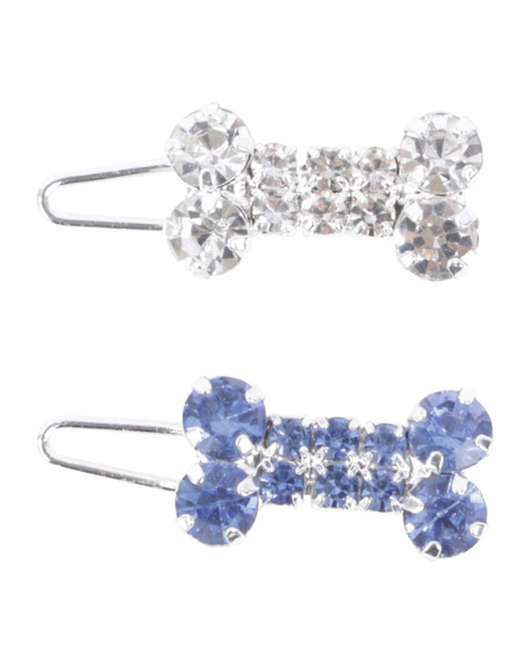 Taşlı Kemik Tüy Tokası 2'li Mavi Beyaz Kedi ve Küçük Köpek M-Pets GLAM Bone Clip