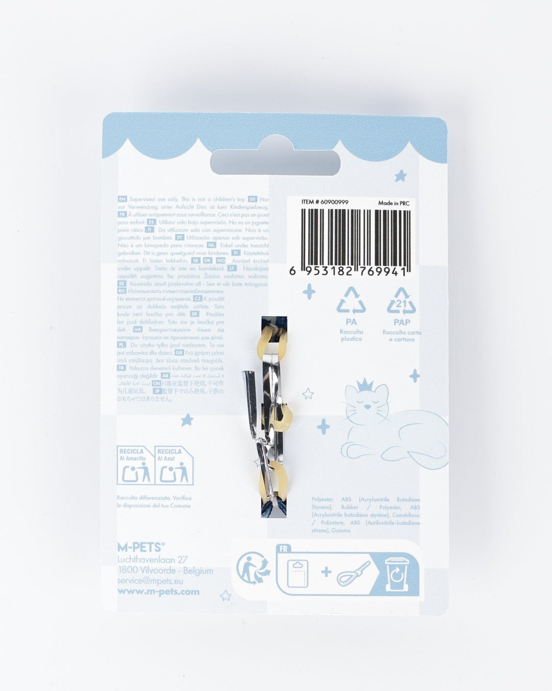 Desenli Fiyonk Tüy Lastiği 3'lü Mavi Kedi ve Küçük Köpek M-Pets GLAM Rubber Band Blue