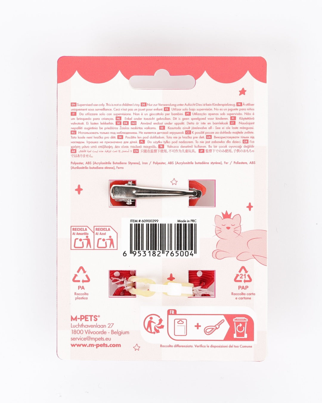 Güneş Gözlüğü Toka ve Taşlı Fiyonk Lastik Seti Kırmızı Puantiyeli Kedi ve Küçük Köpek M-Pets GLAM Clip & Rubber Band