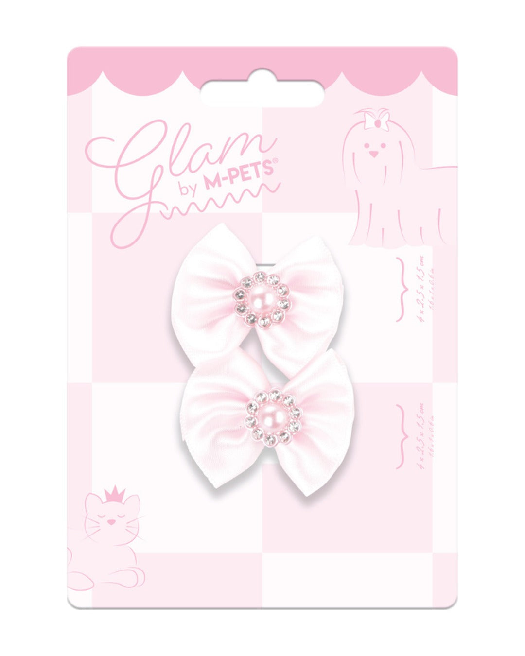 İncili Fiyonk Tüy Lastiği 2'li Pembe Kedi ve Küçük Köpek M-Pets GLAM Rubber Band with Pearl Pink