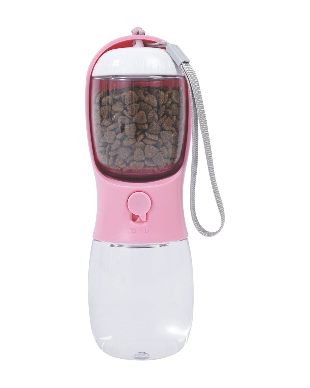 Köpek Seyahat Suluğu 300 ml Mama Bölmeli 2'si 1 Arada Pembe M-Pets On the Road Pink Bloom