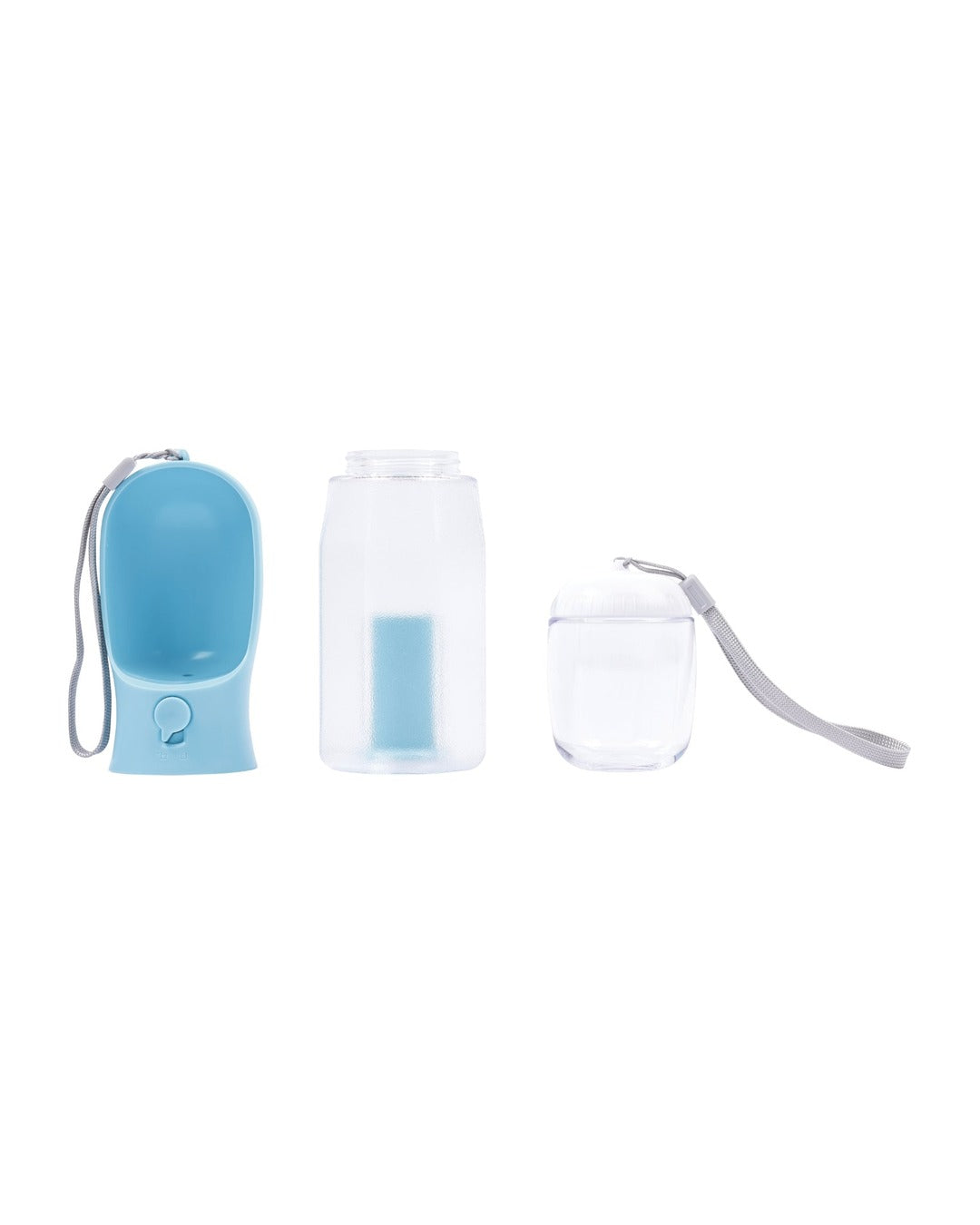Köpek Seyahat Suluğu 600 ml Mama ve Poşet Bölmeli 3'ü 1 Arada Mavi M-Pets On the Road Blue Mist