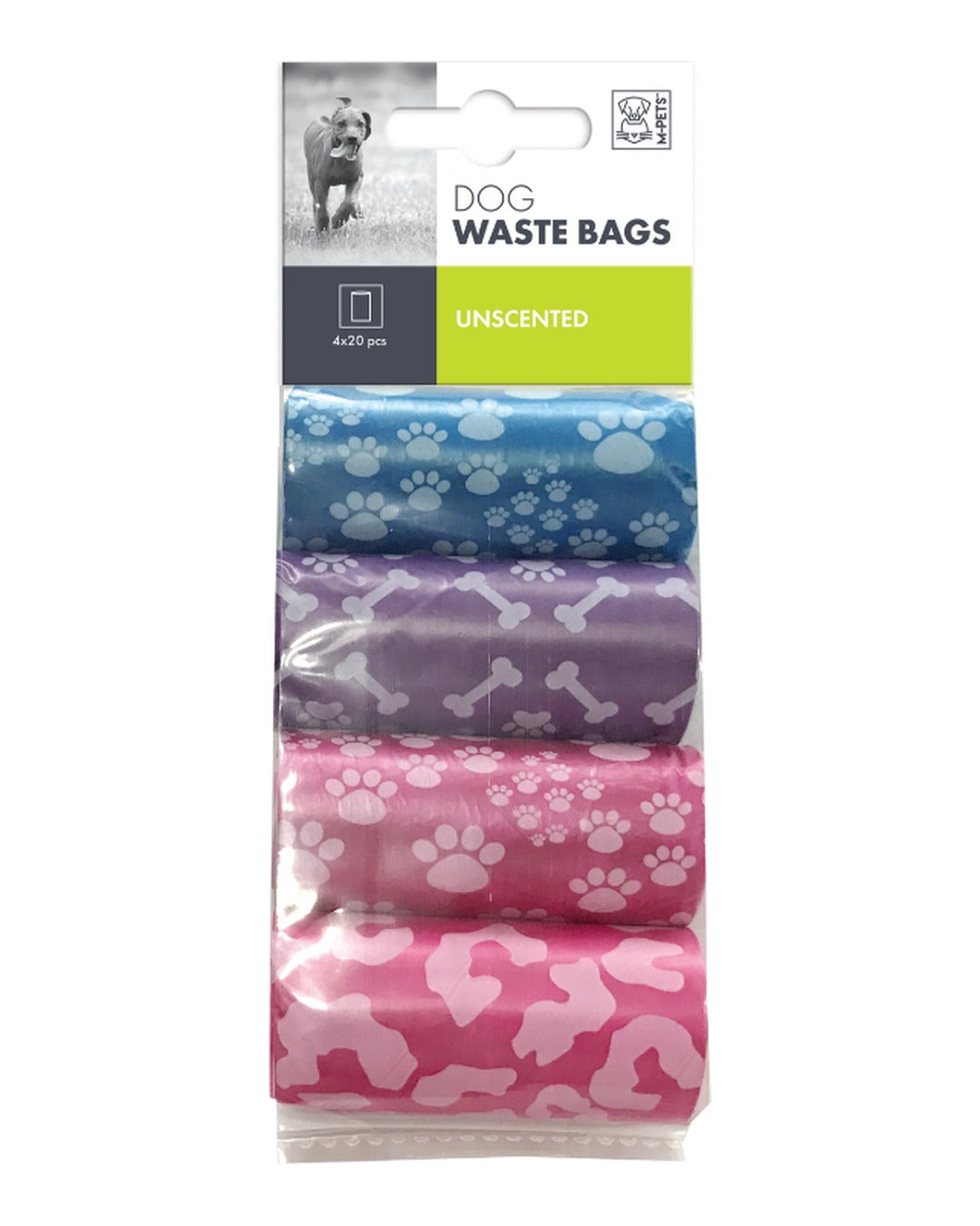 Kokusuz Desenli Köpek Kaka Poşeti Karışık Renkli M-Pets Dog Waste Bags Mixed