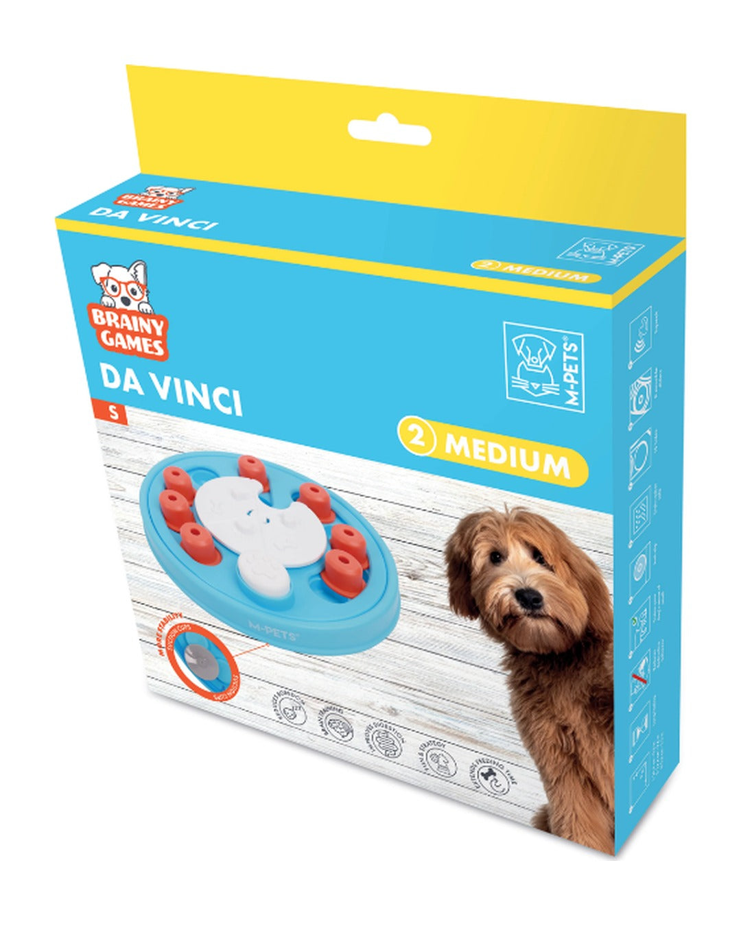 Kaydırmalı Bölmeli Köpek Zekâ ve Ödül Oyuncağı Seviye 2 Orta M-Pets Brainy Games Da Vinci