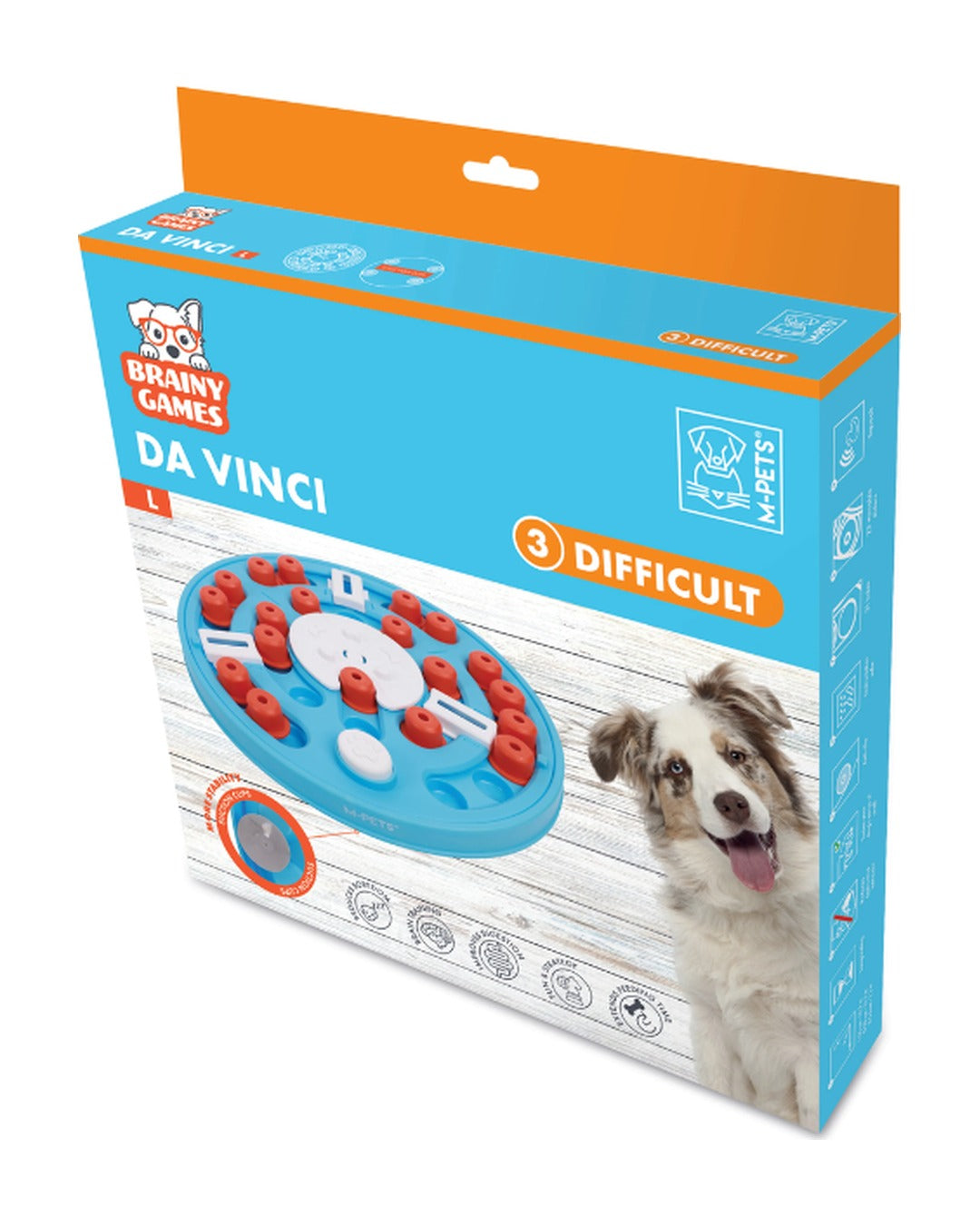 Kaydırmalı Bölmeli Köpek Zekâ ve Ödül Oyuncağı Seviye 3 Zor M-Pets Brainy Games Da Vinci