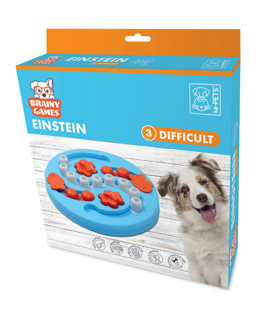 Kıvrımlı Yollu Kaydırmalı Köpek Zekâ ve Ödül Oyuncağı Seviye 3 Zor M-Pets Brainy Games Einstein