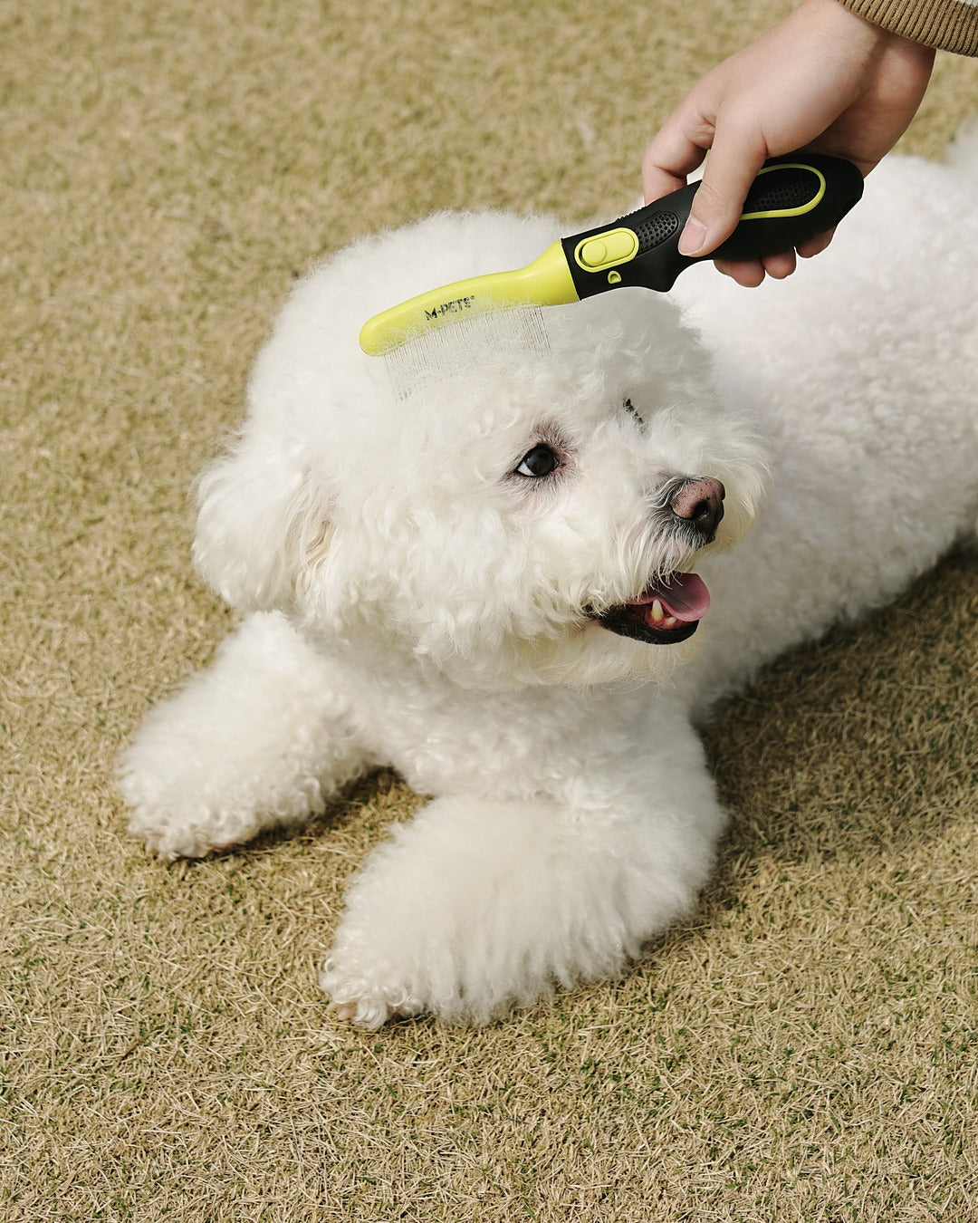 Click & Groom Değiştirilebilir Başlıklı Kavisli Metal Dişli Tüy Toplama Fırçası Kedi ve Köpek M-Pets Click and Groom Curved Brush