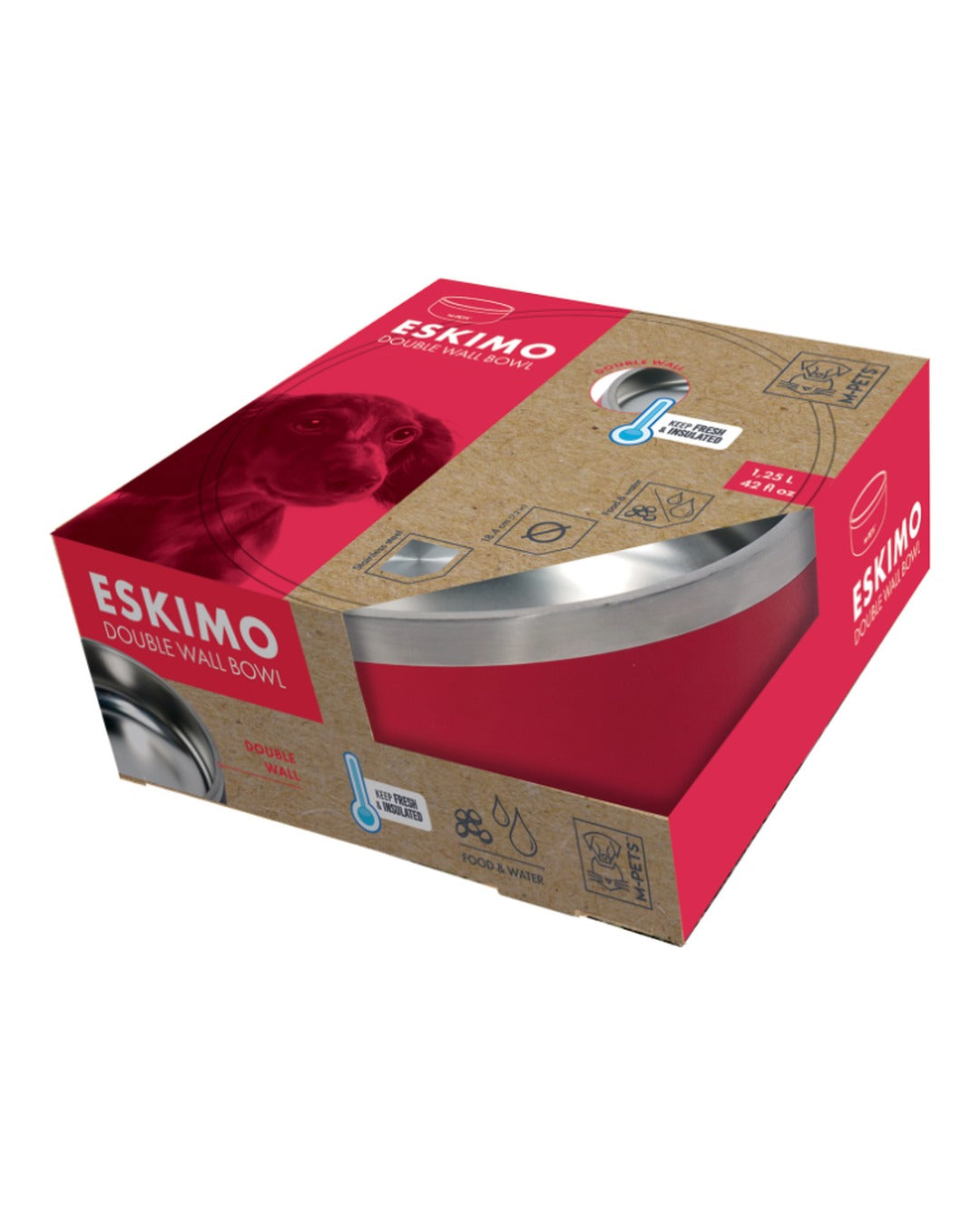 M-Pets Eskimo Double Wall Bowl Red kutu