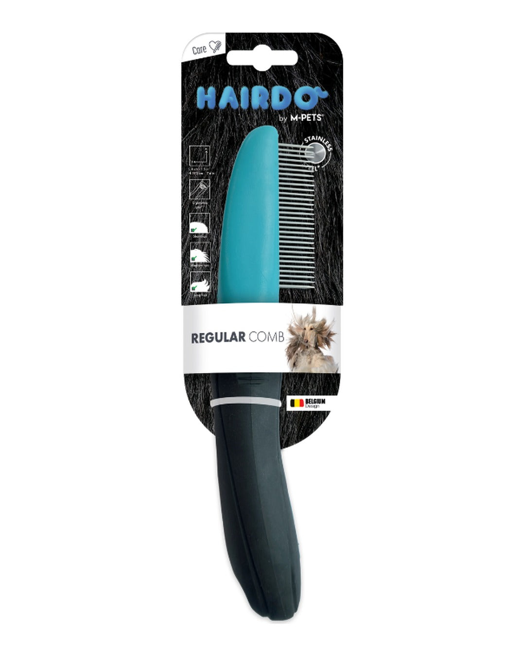 Hairdo Paslanmaz Çelik Sık Dişli Tarak Her Tüy Tipi Köpekler İçin M-Pets Hairdo Regular Comb