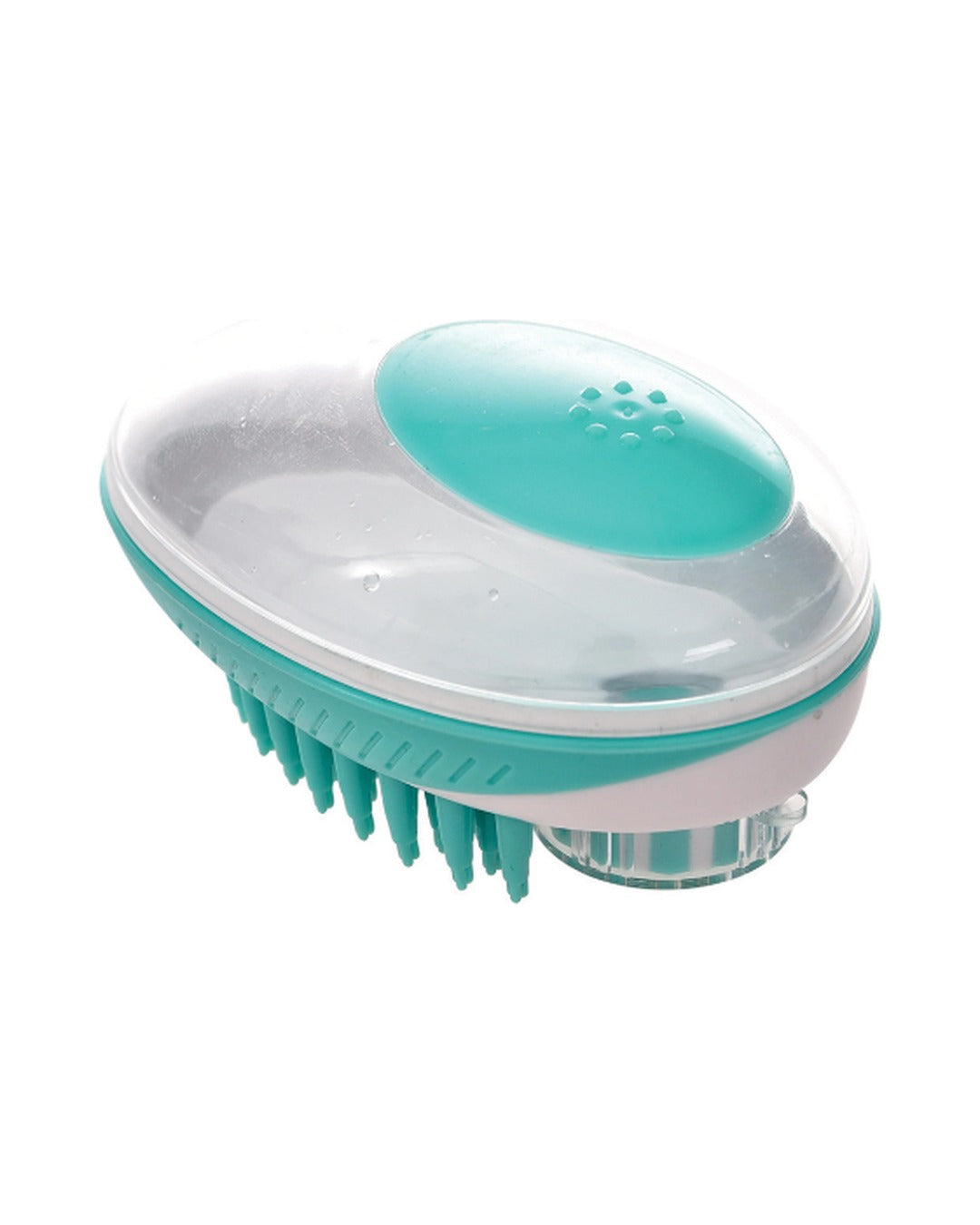Şampuan Hazneli Banyo ve Masaj Fırçası Yeşil Kedi ve Köpek M-Pets Rubeaz Soap Dispenser and Brush Green