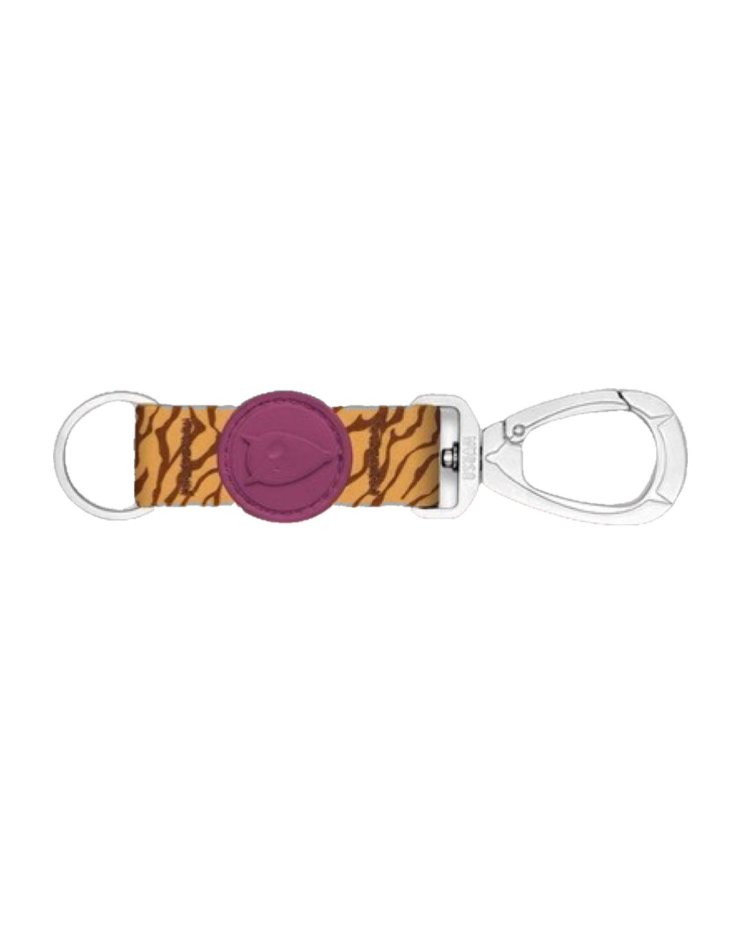 Geri Dönüştürülmüş Saten Hardal Kaplan Desenli Karabinalı Anahtarlık Morso Jungle Drum Keychain