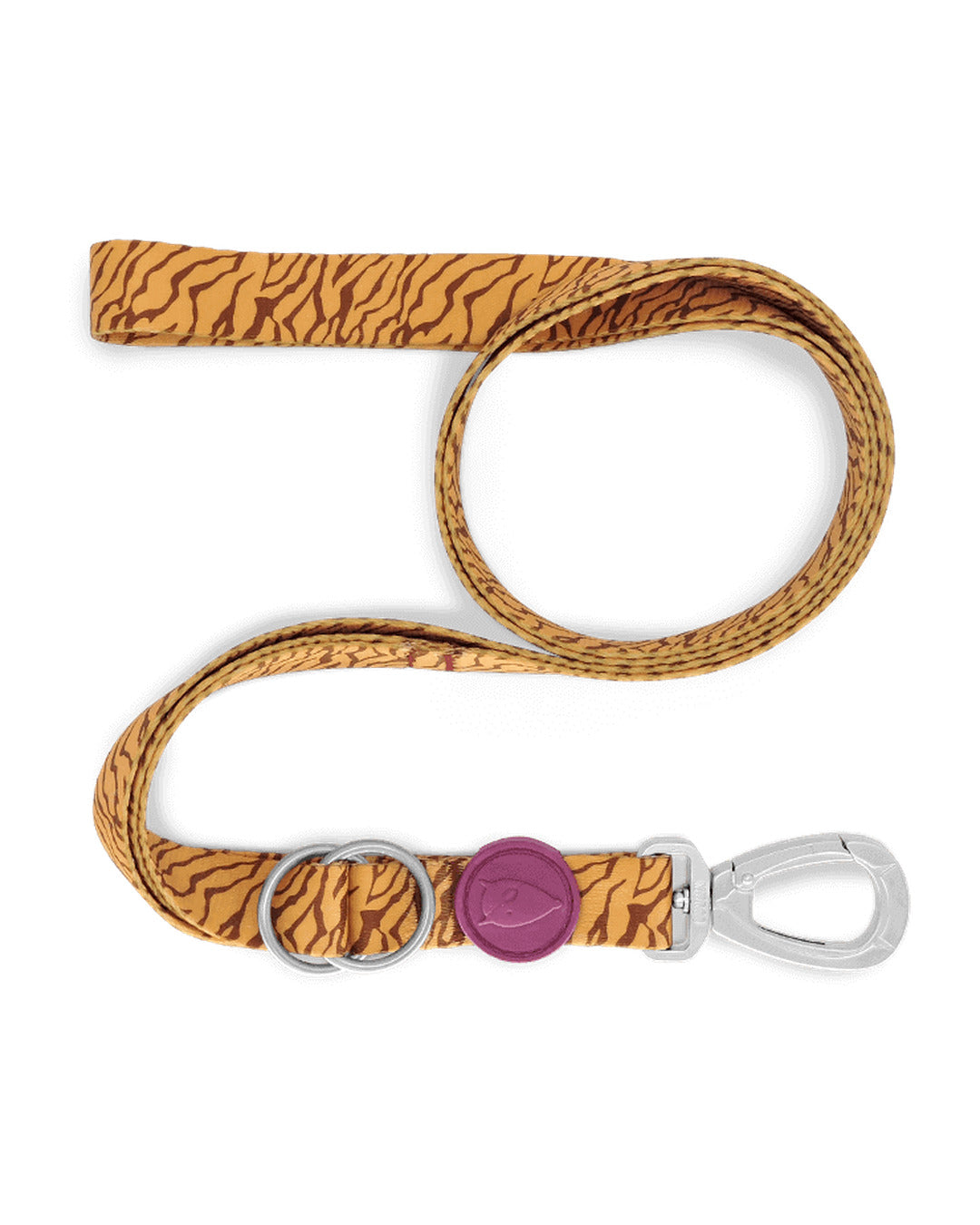 Ayarlanabilir Çok Fonksiyonlu Saten Hardal Kaplan Desenli Köpek Gezdirme Kayışı Morso Jungle Drum Multifunction Leash
