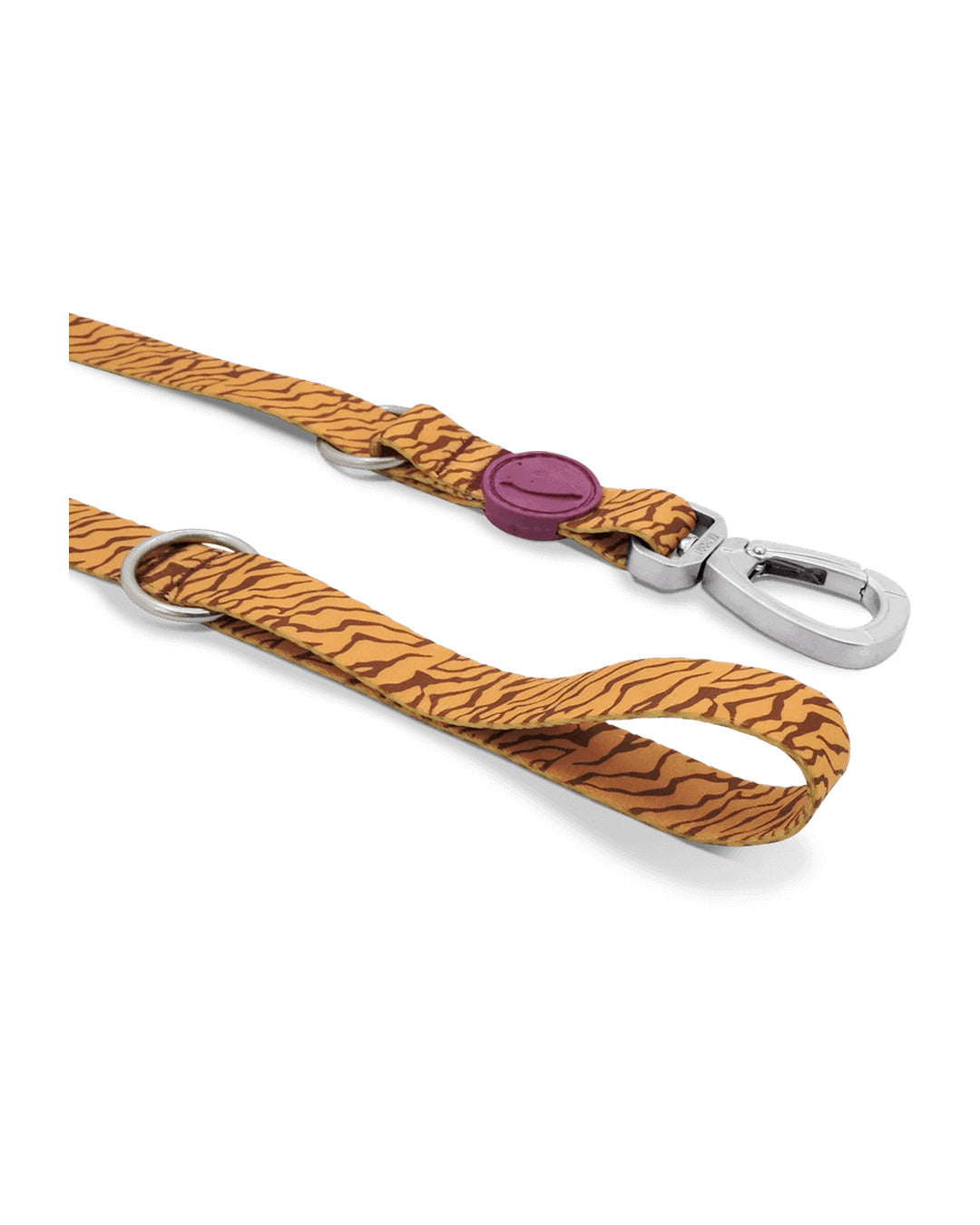 Ayarlanabilir Çok Fonksiyonlu Saten Hardal Kaplan Desenli Köpek Gezdirme Kayışı Morso Jungle Drum Multifunction Leash