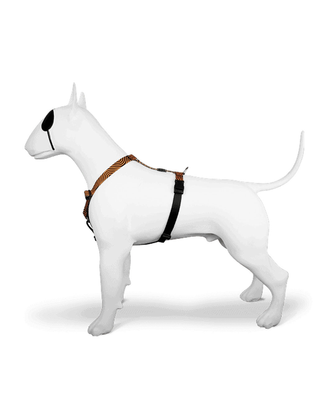 H Tipi 5 Noktadan Ayarlanabilir Siyah Turuncu Dalgalı Desenli Köpek Göğüs Tasması Morso Must Hard Maze H Harness