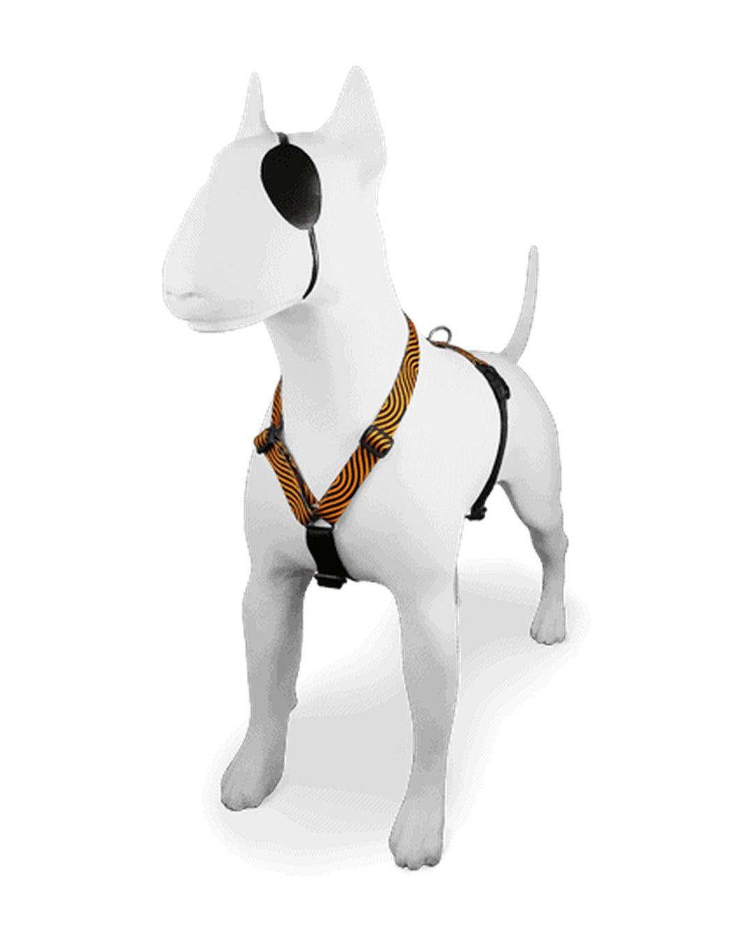 H Tipi 5 Noktadan Ayarlanabilir Siyah Turuncu Dalgalı Desenli Köpek Göğüs Tasması Morso Must Hard Maze H Harness