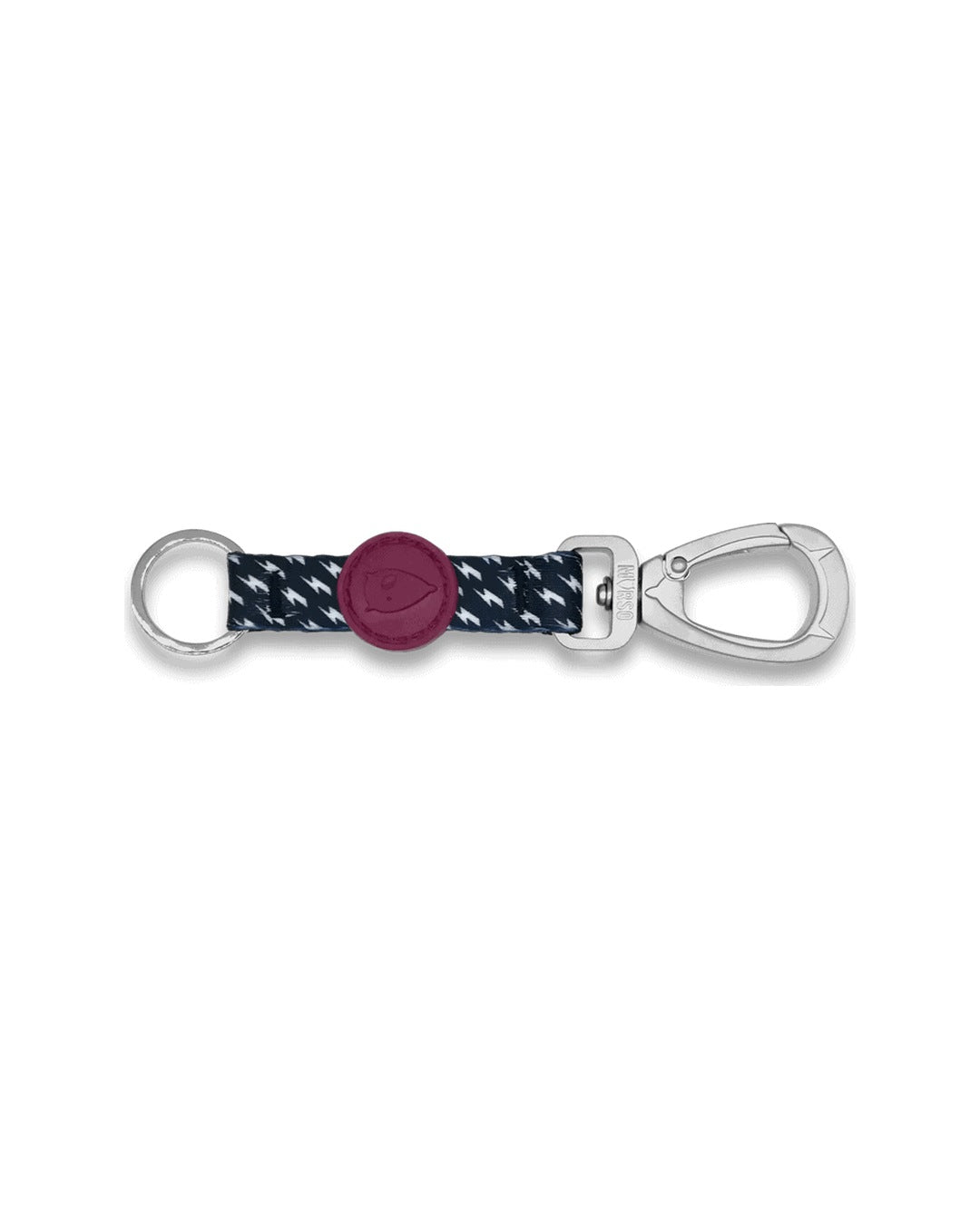 Geri Dönüştürülmüş Saten Lacivert Şimşek Desenli Karabinalı Anahtarlık Morso Power Flow Keychain