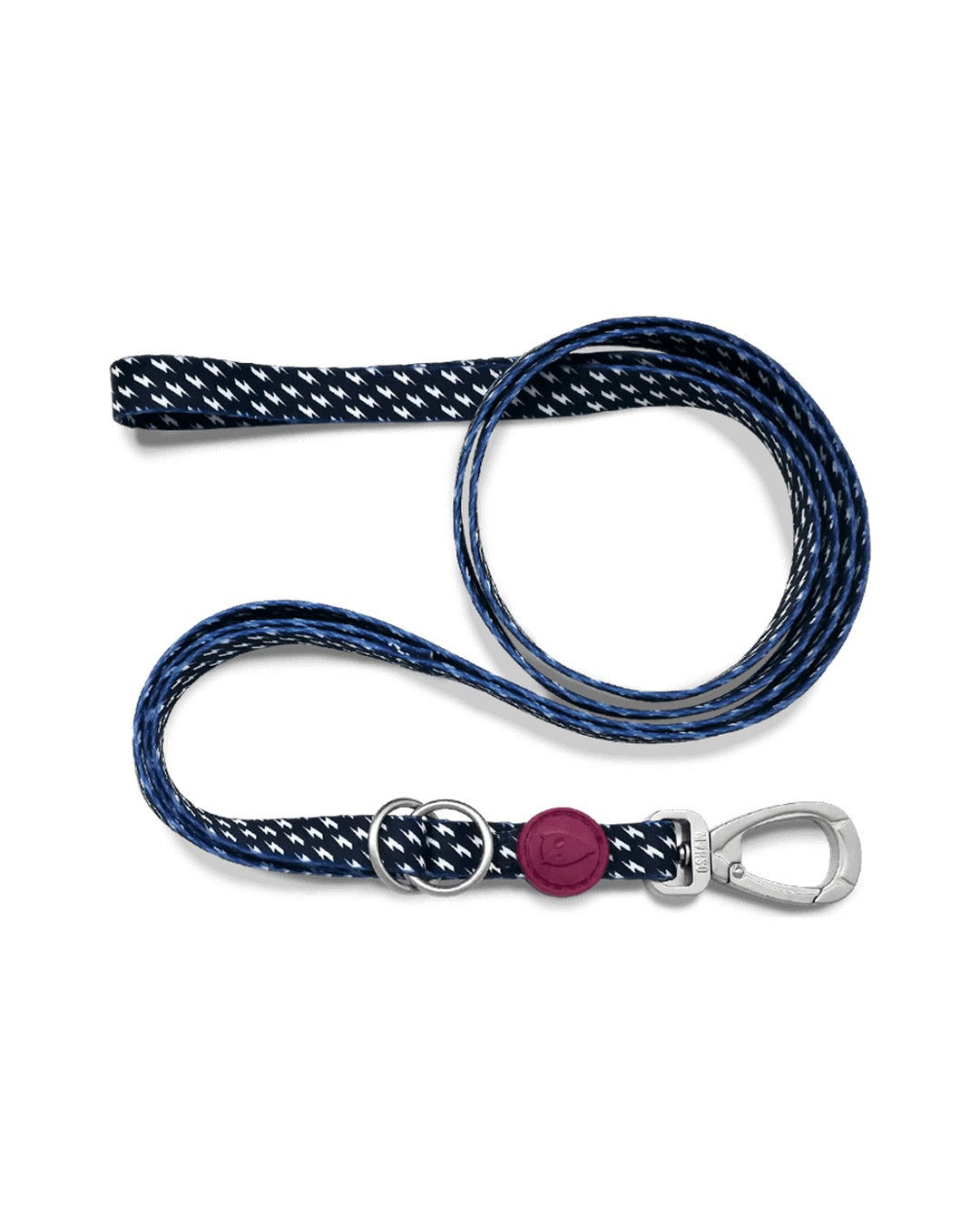 Ayarlanabilir Çok Fonksiyonlu Saten Lacivert Şimşek Desenli Köpek Gezdirme Kayışı Morso Power Flow Multifunction Leash
