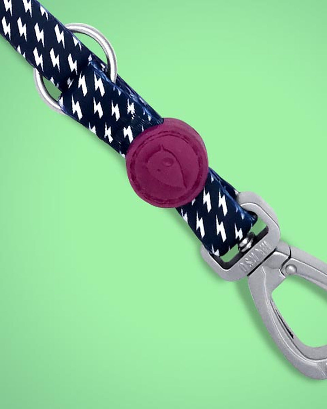 Ayarlanabilir Çok Fonksiyonlu Saten Lacivert Şimşek Desenli Köpek Gezdirme Kayışı Morso Power Flow Multifunction Leash