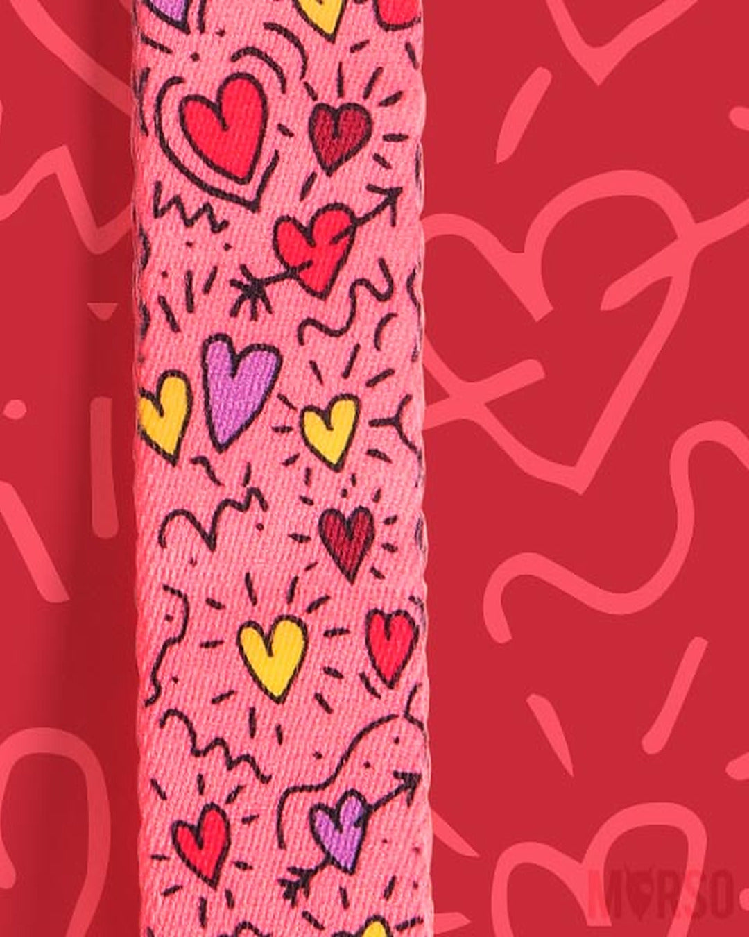 Ayarlanabilir Pembe Kalp Desenli Köpek Araç Emniyet Kemeri Morso Pink Think Safety Belt