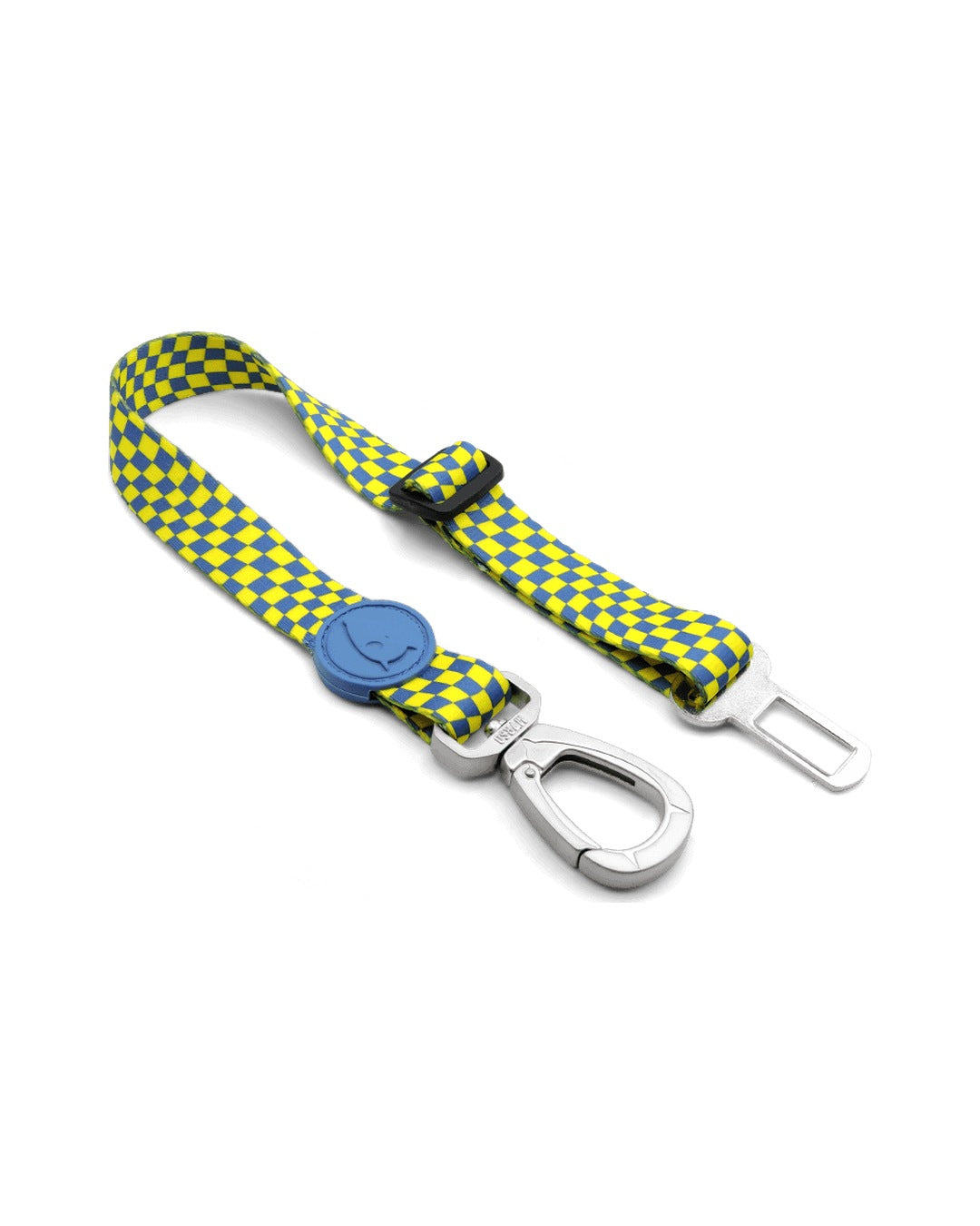 Ayarlanabilir Sarı Mavi Damalı Köpek Araç Emniyet Kemeri Morso Race Safety Belt