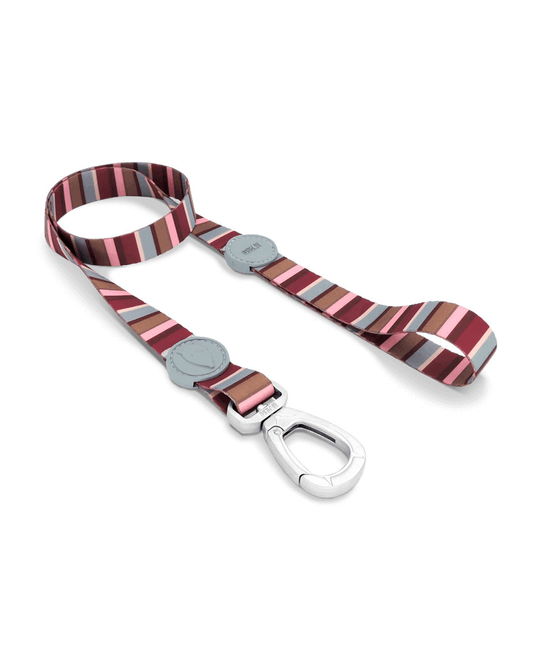 Saten Bordo Pembe Çizgili Köpek Gezdirme Kayışı Morso Skyline Leash