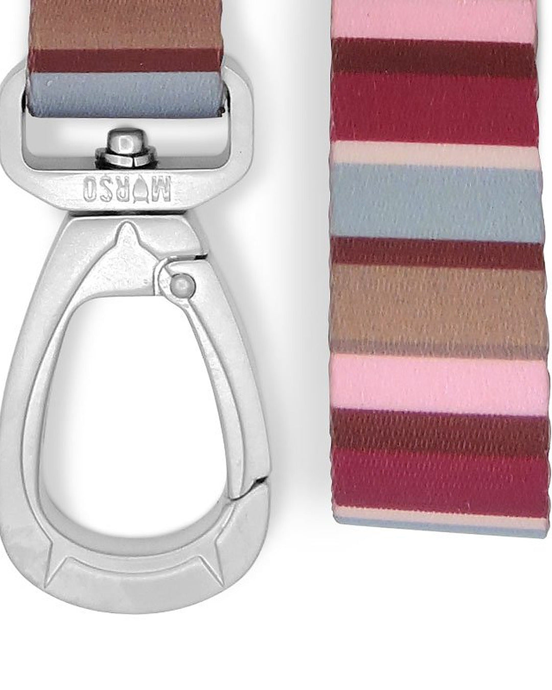 Saten Bordo Pembe Çizgili Köpek Gezdirme Kayışı Morso Skyline Leash