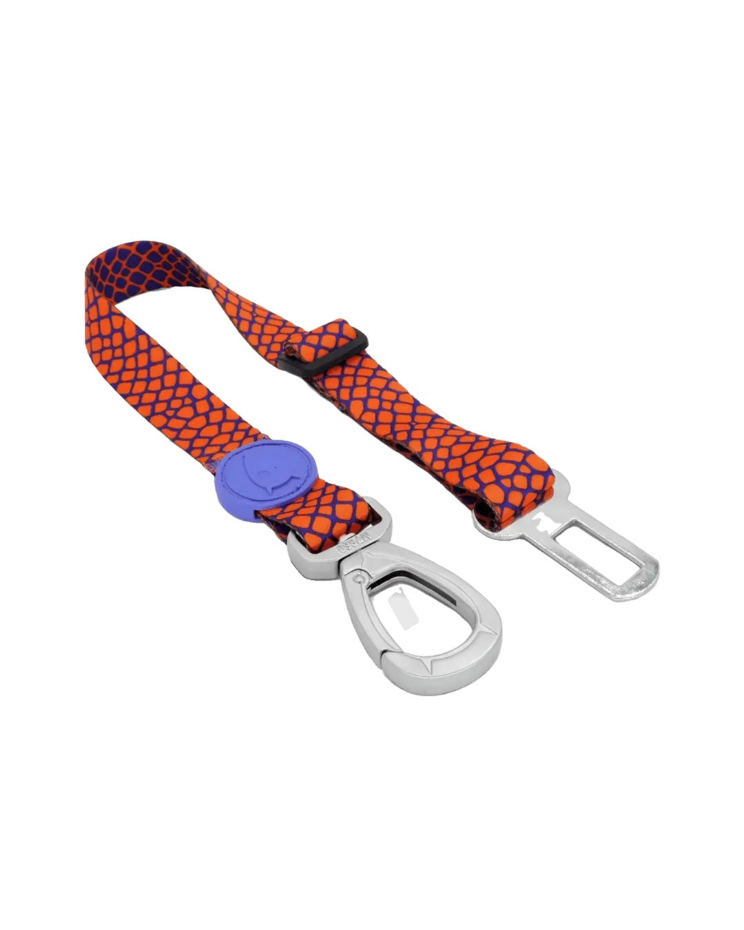Ayarlanabilir Turuncu Mor Sürüngen Desenli Köpek Araç Emniyet Kemeri Morso Urban Lizard Safety Belt