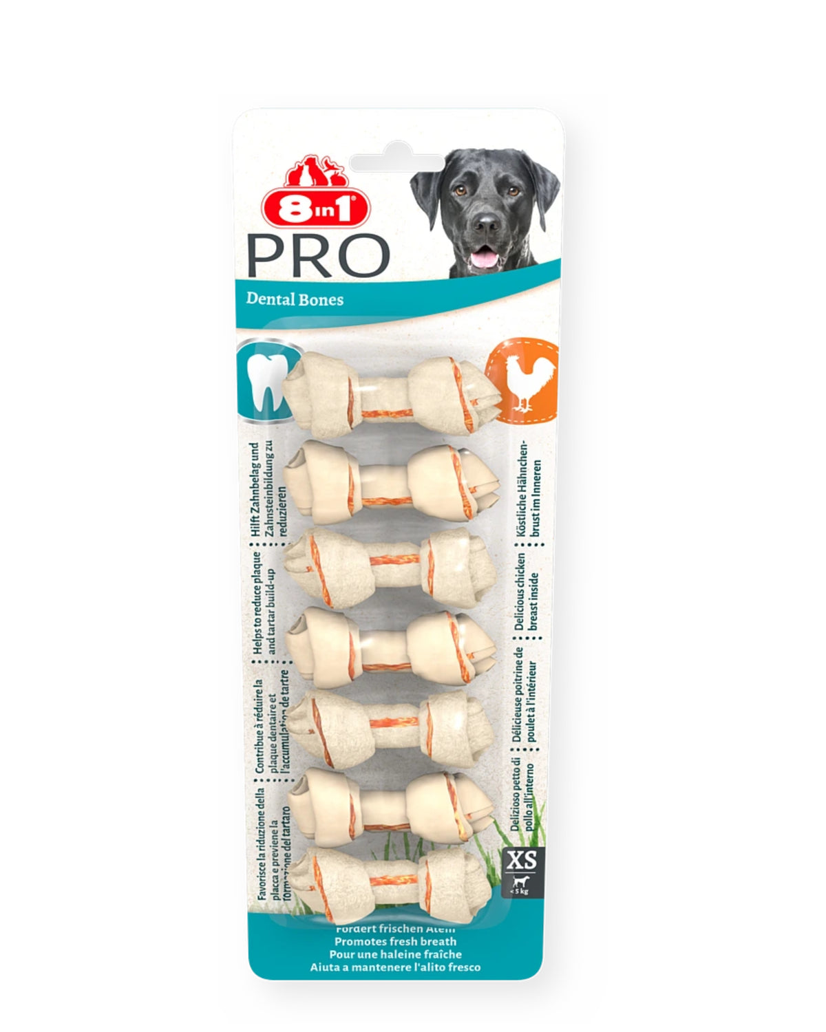 Mini Irk Köpekler İçin Tavuklu Diş Bakım Kemiği 8in1 PRO Dental Bones XS