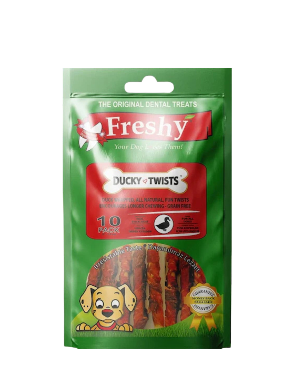 Ördek Etiyle Sarılı Burgu Çiğneme Çubuğu Köpek Ödülü Freshy Ducky Twists 10 Adet