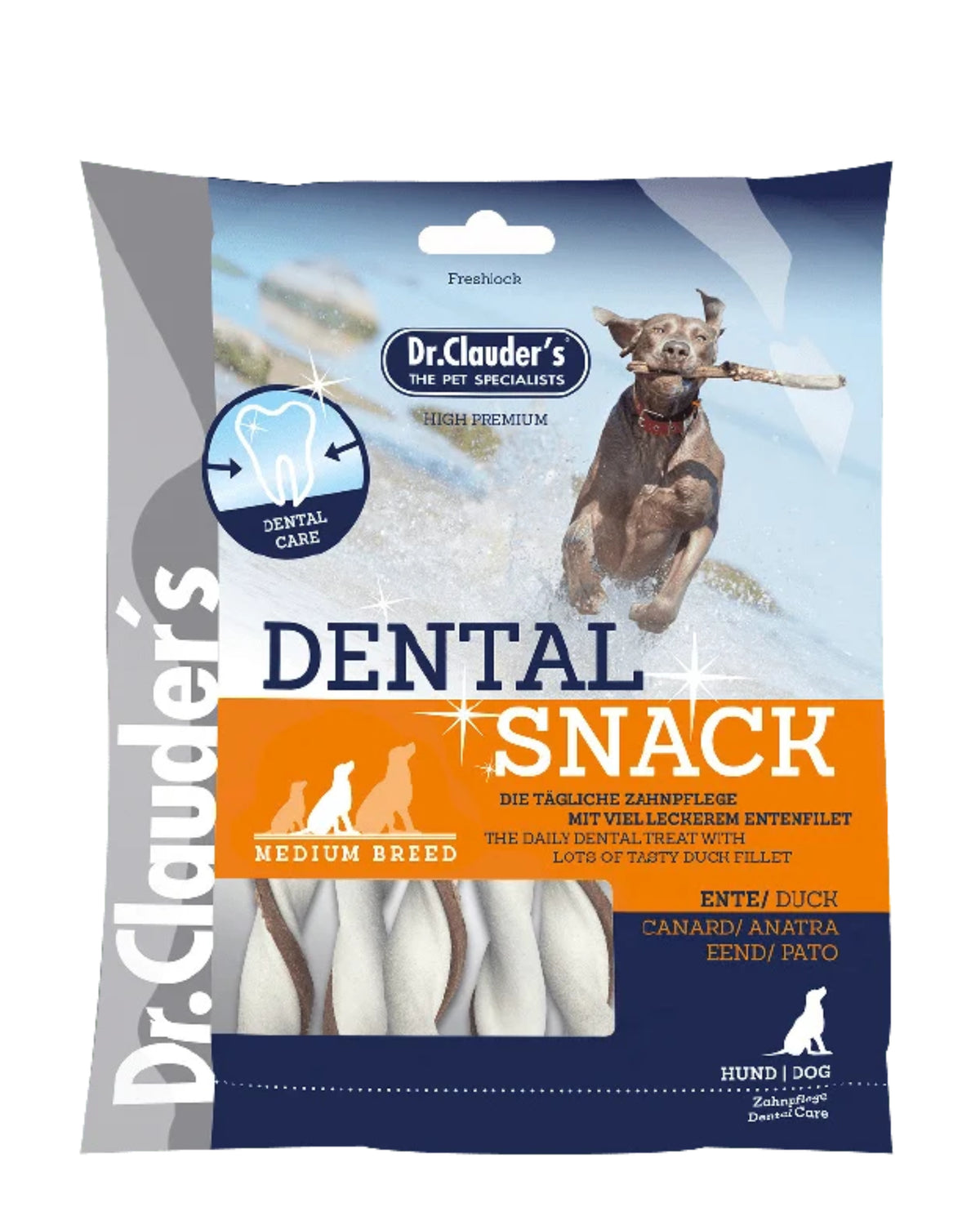 Orta Irk Köpekler İçin Ördekli Diş Bakım Çubuğu Dr.Clauder's Dental Snack Duck, 170g