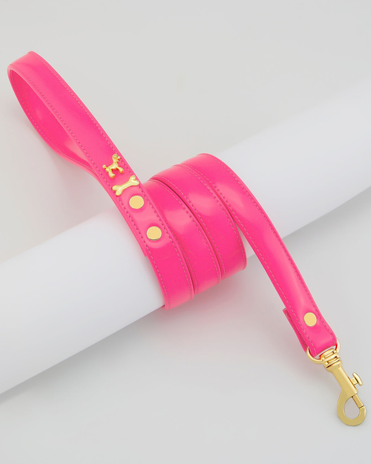 Parlak Vegan Deri Köpek Gezdirme Kayışı Paw Paris Neon Pink Baby Leash