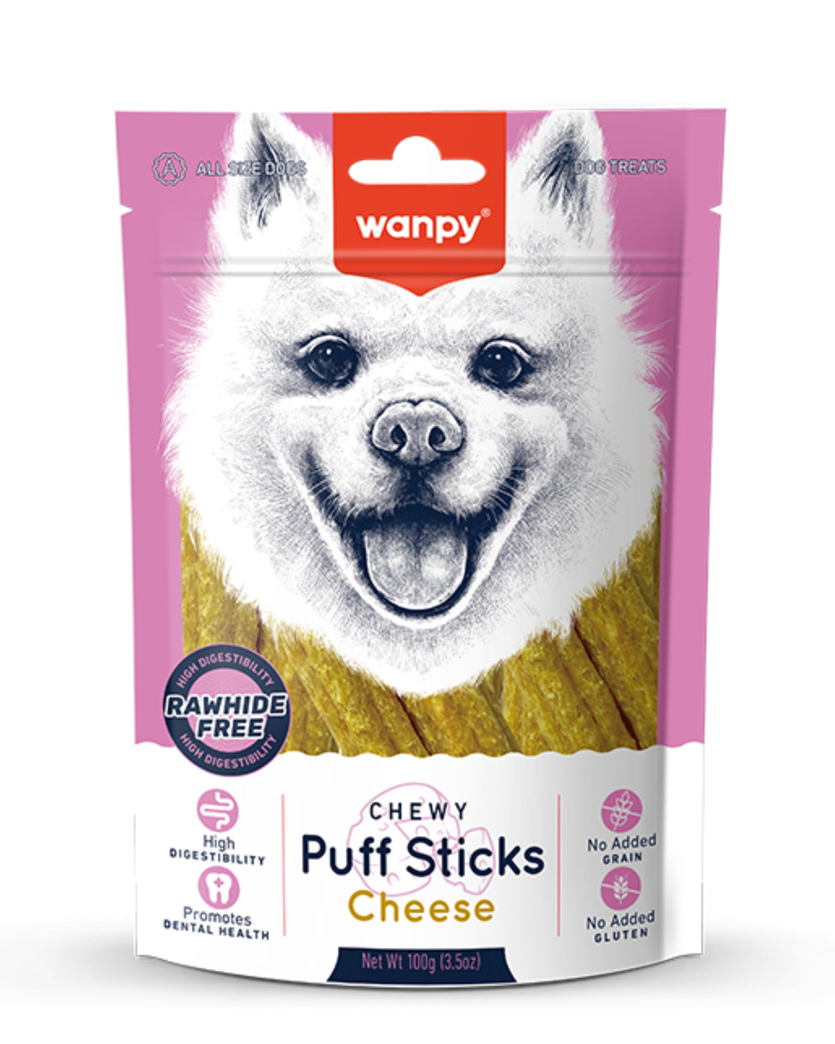 Peynirli Köpek Çiğneme Çubuğu Wanpy Puff Sticks, 100gr