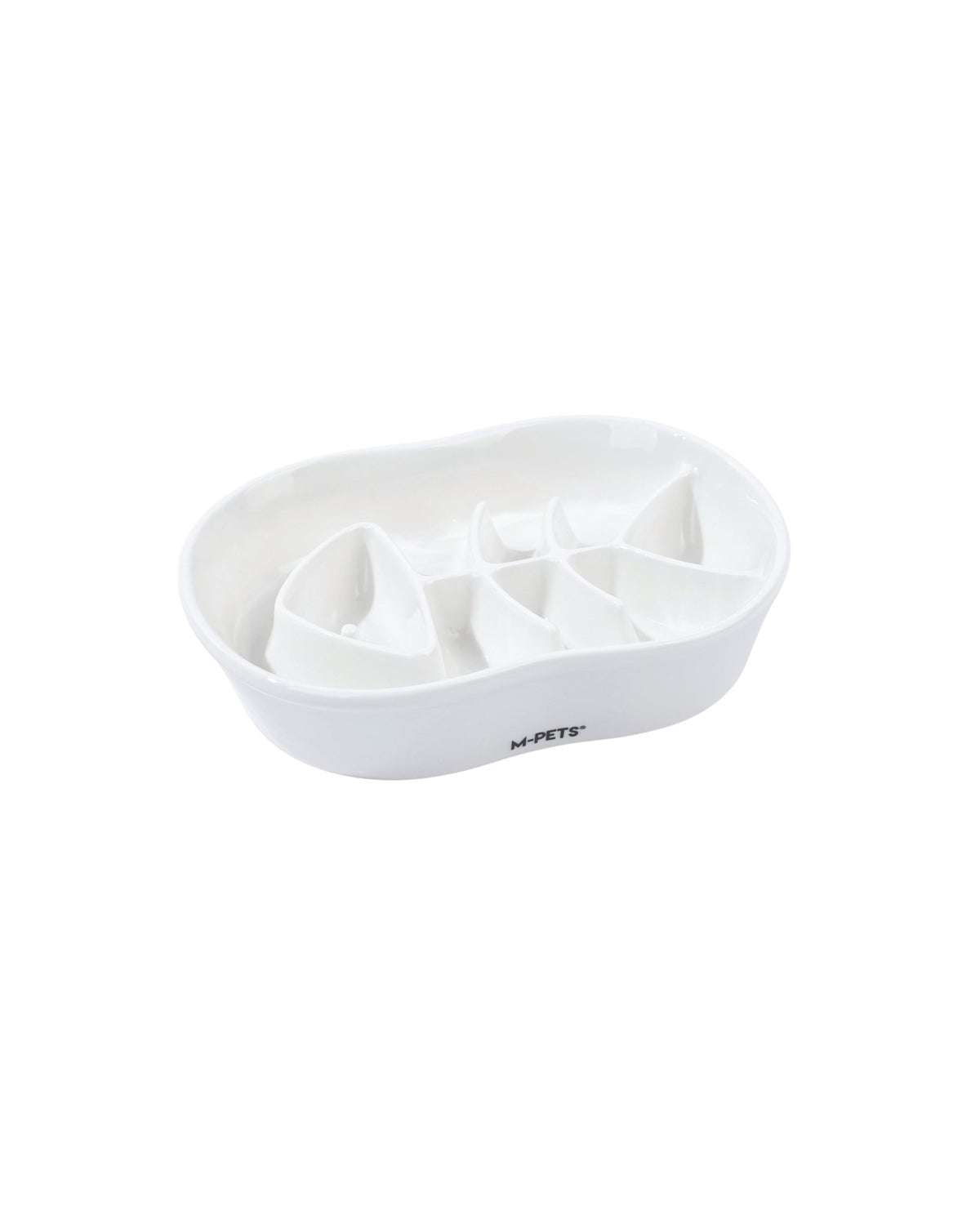 Seramik Yavaş Yeme Kabı Balık Desenli 240 ml Beyaz Kedi ve Köpek M-Pets Sérène Fish Pearl Mist