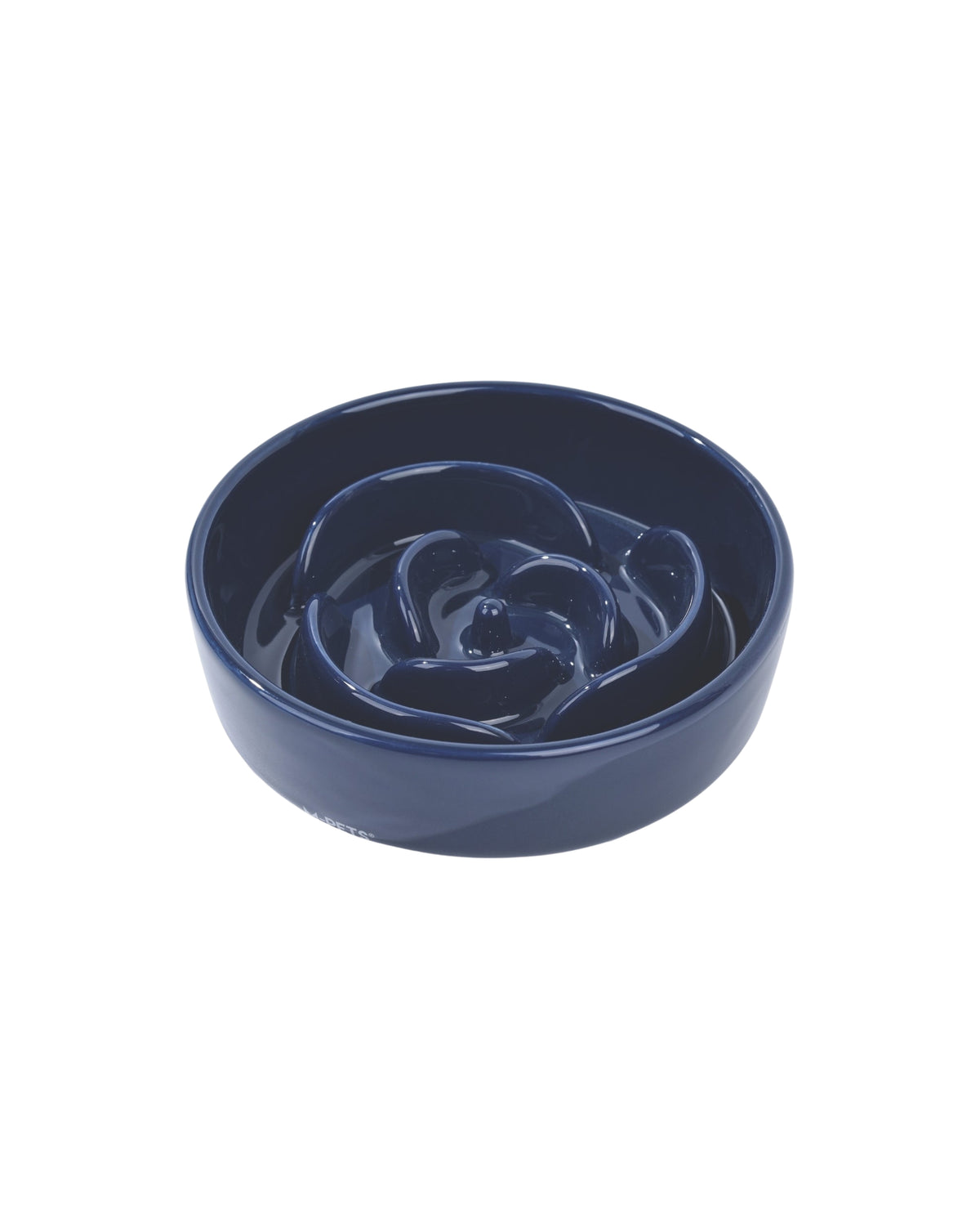 Seramik Yavaş Yeme Kabı Gül Desenli 300 ml Lacivert Kedi ve Köpek M-Pets Sérène Rose Blue Wave