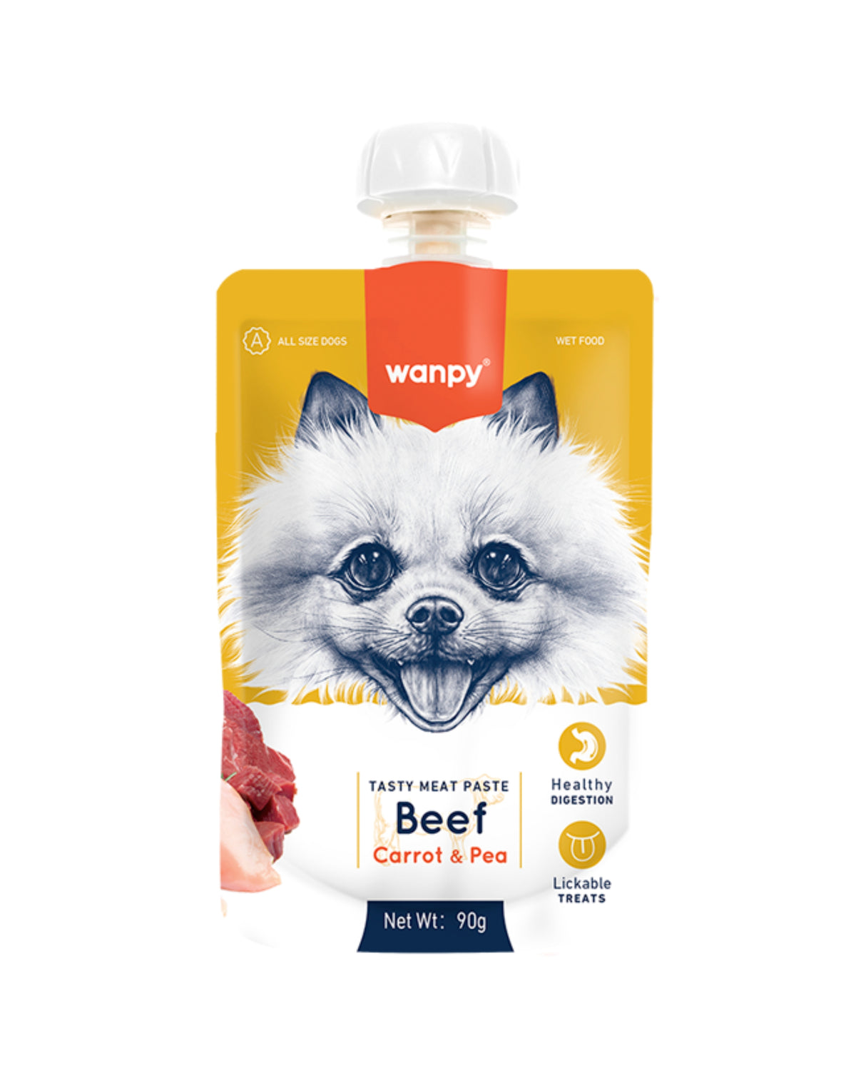 Sığır Etli Havuçlu & Bezelyeli Köpek Ezmesi Wanpy Tasty Meat Paste, 90gr