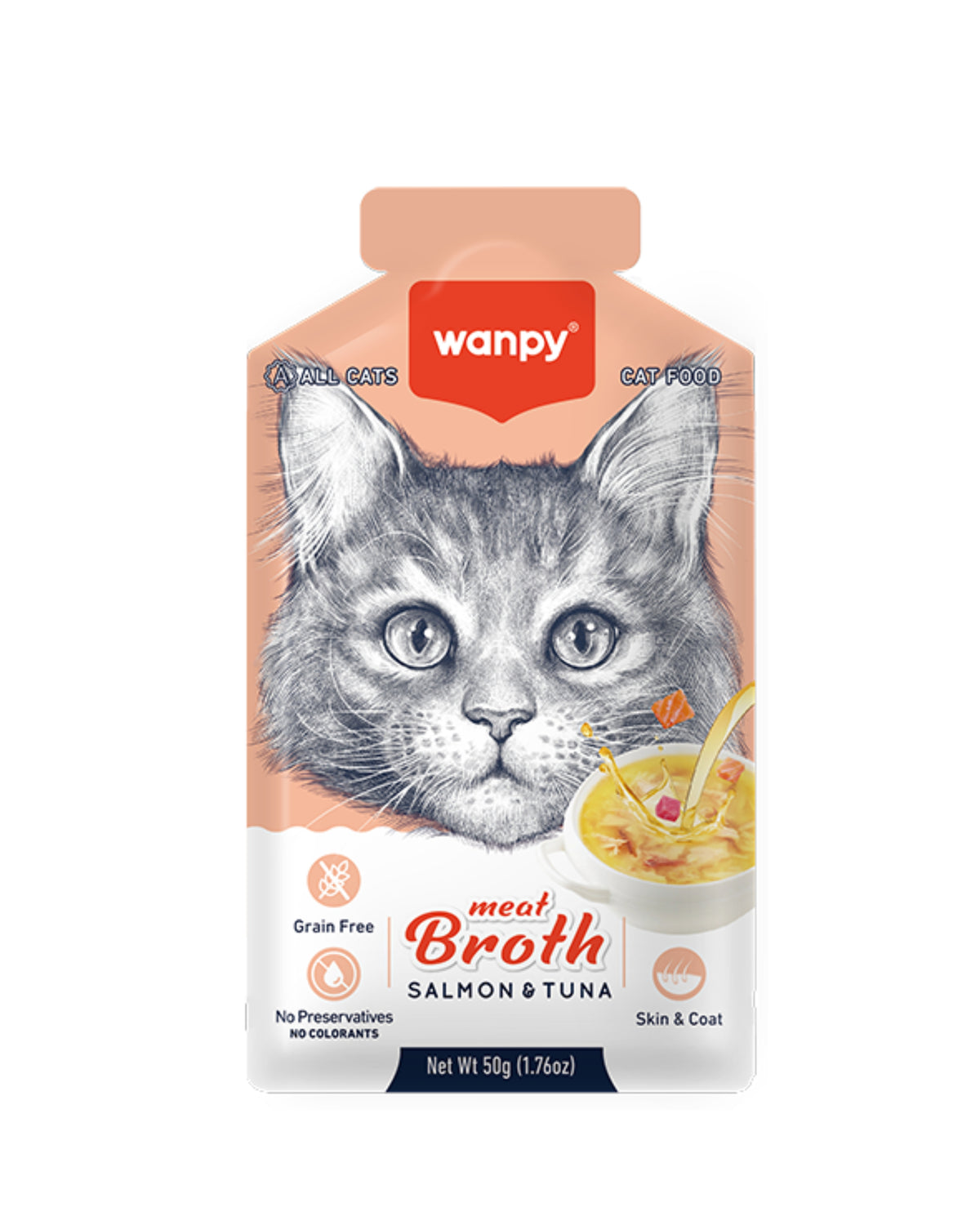 Somonlu & Ton Balıklı Kedi Çorbası Wanpy Meat Broth, 50gr