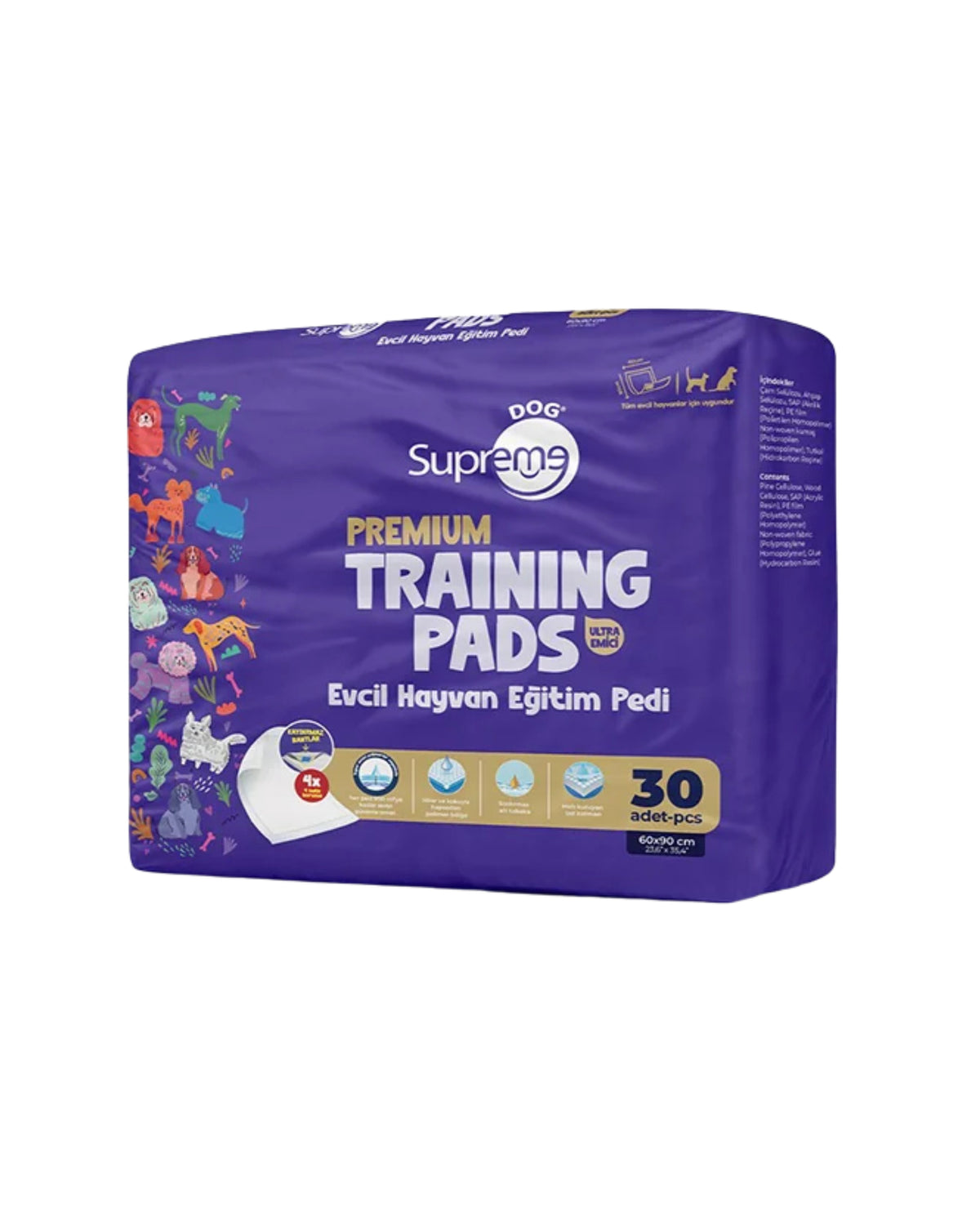 Süper Emici Köpek Çiş Pedi Supreme Dog Premium 60 x 90 cm 30'lu