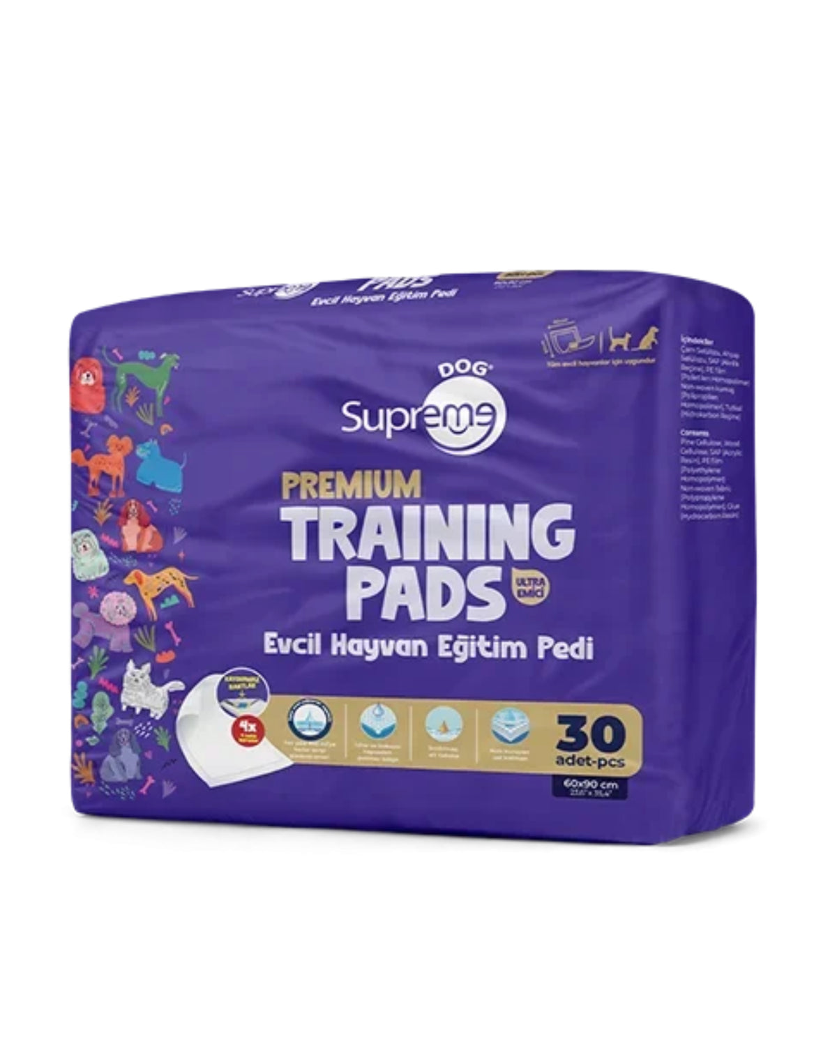 Süper Emici Köpek Çiş Pedi Supreme Dog Premium 60x90 cm 30'lu