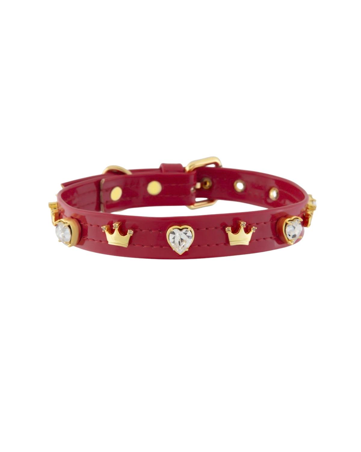 Taç ve Kristal Süslemeli Kırmızı Köpek Boyun Tasması Paw Paris Red Crown Bonnie Collar