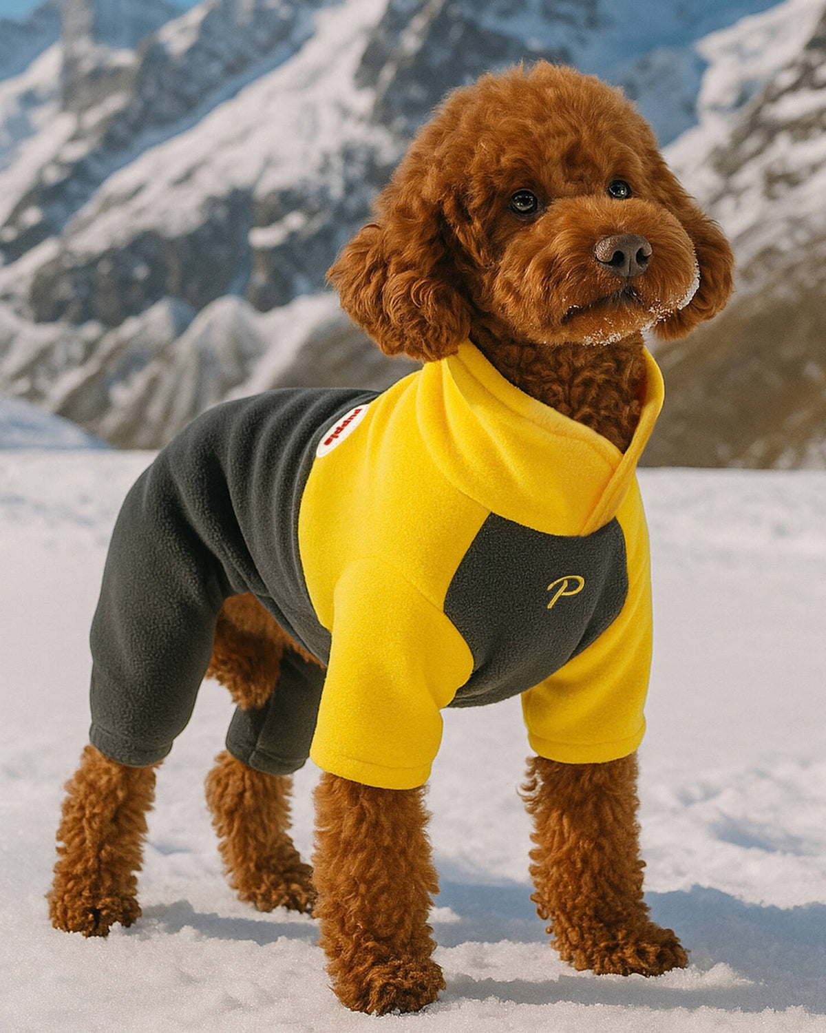 Tasma Halkalı Sarı Polar Köpek Tulumu Puppia Alpine Fleece Suit