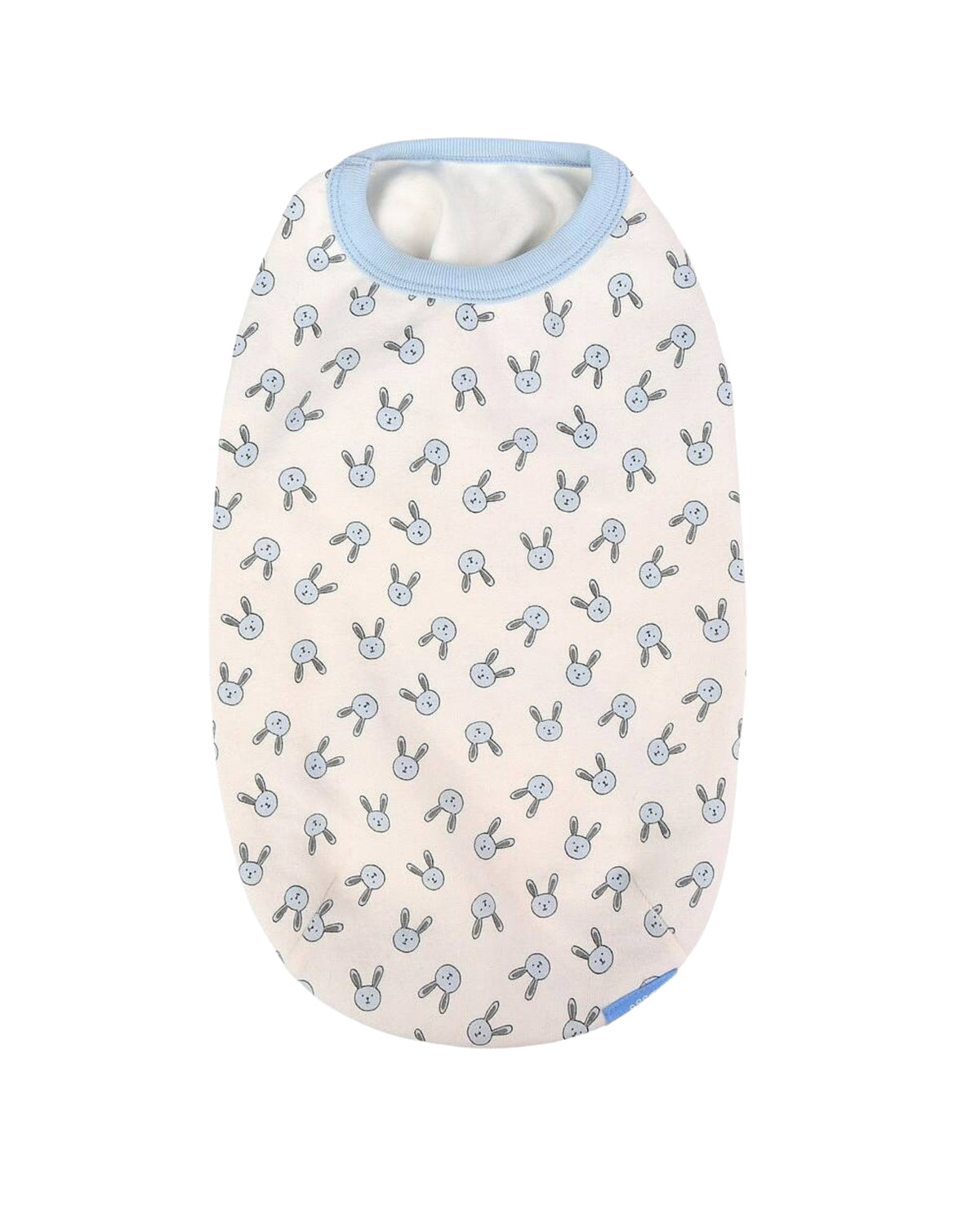 Tavşan Desenli Pamuklu Kolsuz Gök Mavisi Köpek Tişörtü Olchi Rabbit Pattern T Shirt