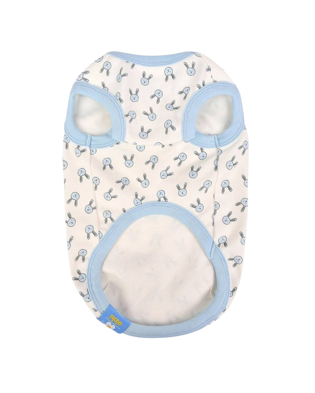 Tavşan Desenli Pamuklu Kolsuz Gök Mavisi Köpek Tişörtü Olchi Rabbit Pattern T Shirt