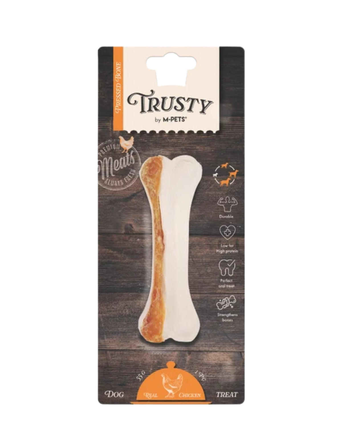 Tavuk Aromalı Uzun Süre Dayanan Pres Çiğneme Kemiği M-Pets Trusty Pressed Bone 12,7 cm