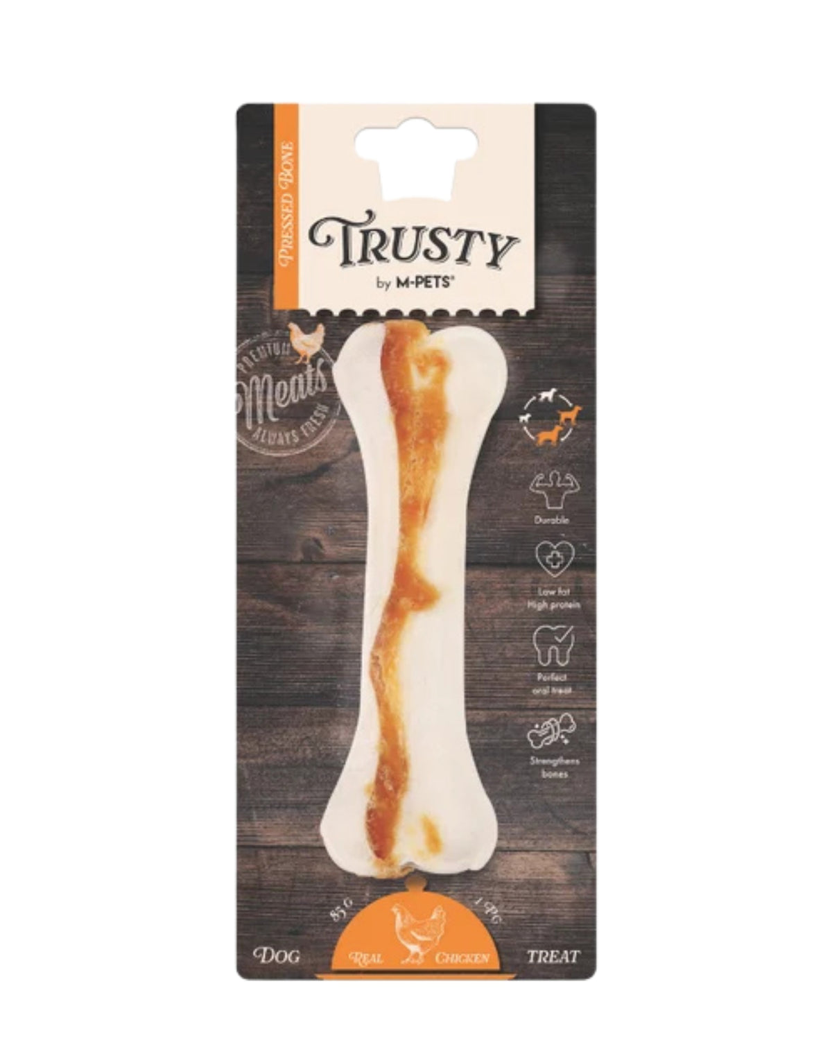 Tavuk Aromalı Uzun Süre Dayanan Pres Çiğneme Kemiği M-Pets Trusty Pressed Bone 15,3 cm