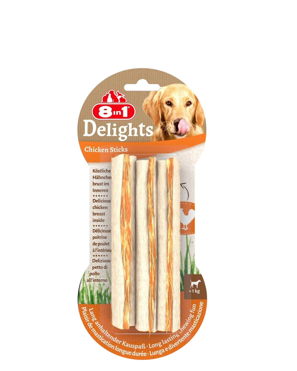 Tavuk Etli Çiğneme Çubukları 8in1 Delights Chicken Sticks 3 Adet
